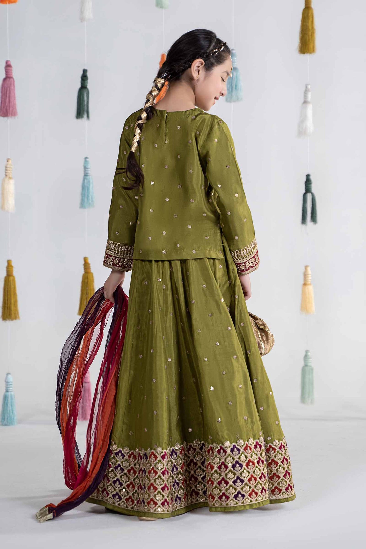 3 Piece Embroidered Bamber Raw Silk Suit | MKS-EA24-35