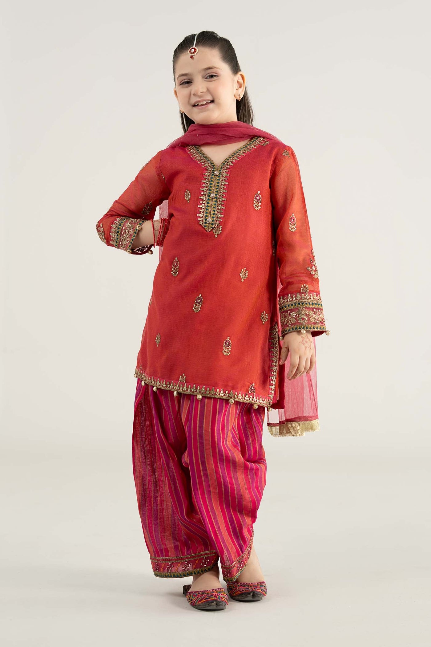 3 Piece Embroidered Khadi Net Suit | MKS-EA25-19