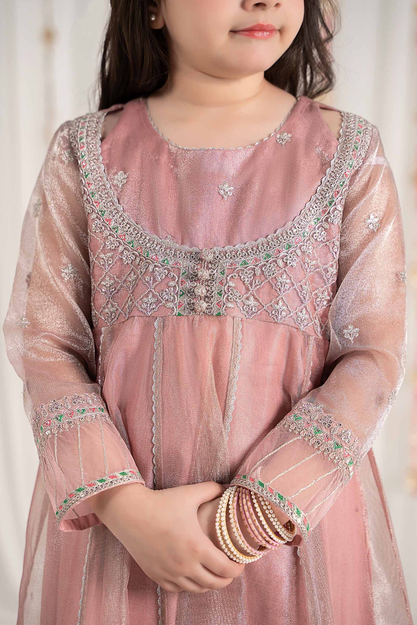 3 Piece Embroidered Zari Net Suit | MKS-EF25-01