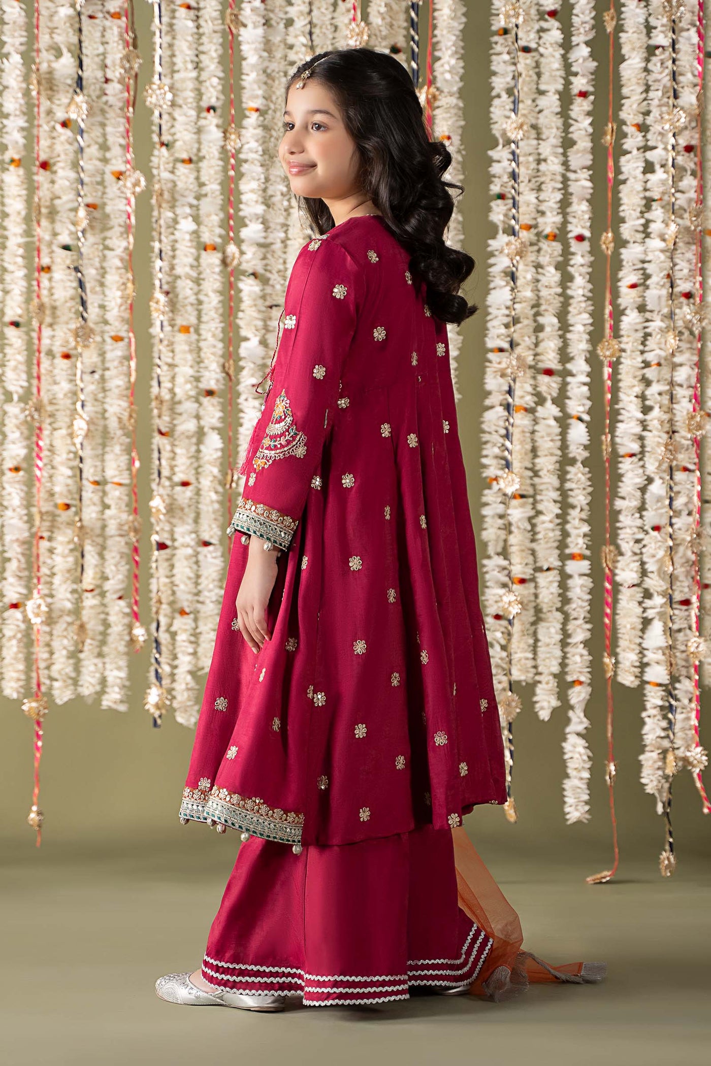 3 Piece Embroidered Raw Silk Suit | MKS-EF25-07