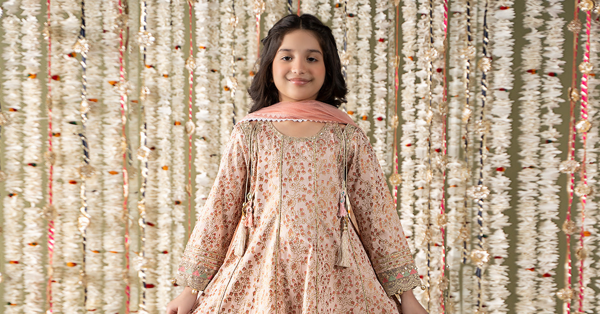 3 Piece Embroidered Cotton Satin Suit | MKS-EF25-08