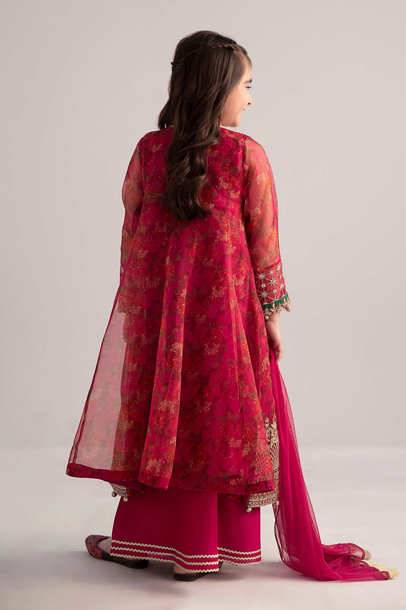 3 Piece Embroidered Poly Organza Suit | MKS-EF25-09