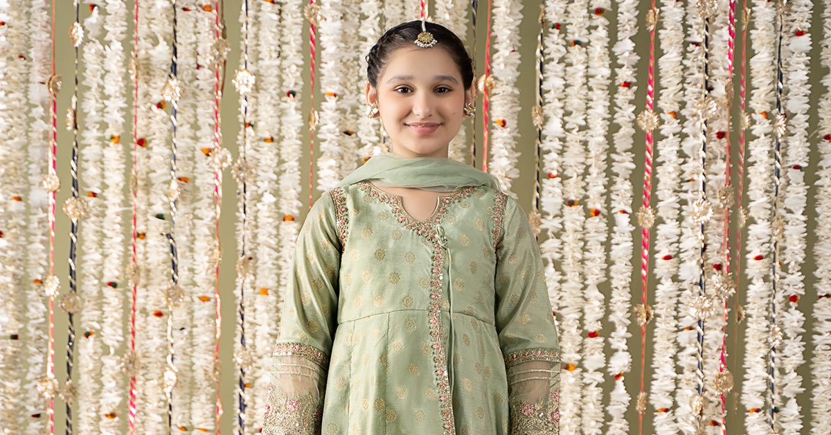 3 Piece Embroidered Cotton Lurex Suit | MKS-EF25-12