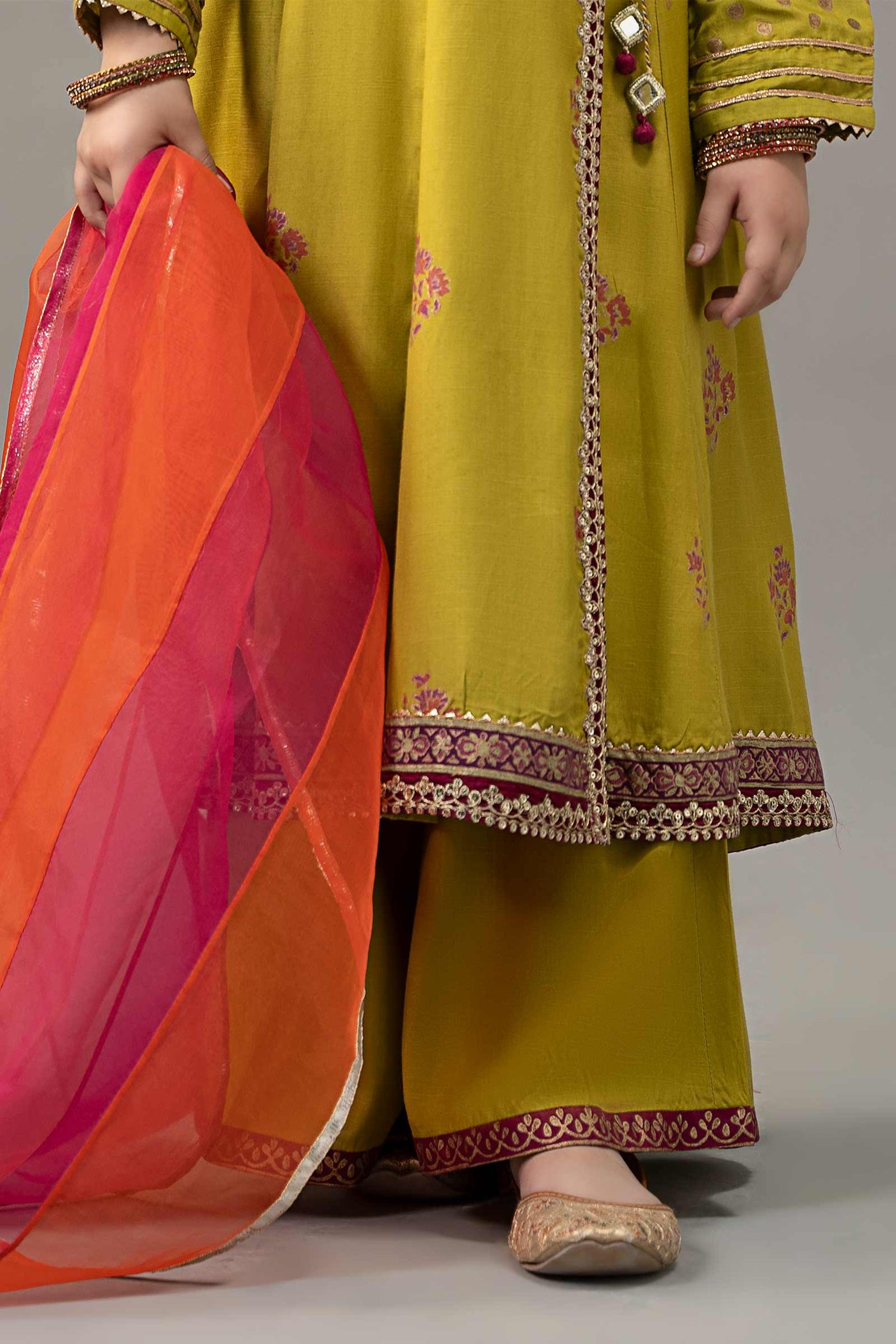 3 Piece Embroidered Raw Silk Suit | MKS-EF25-13