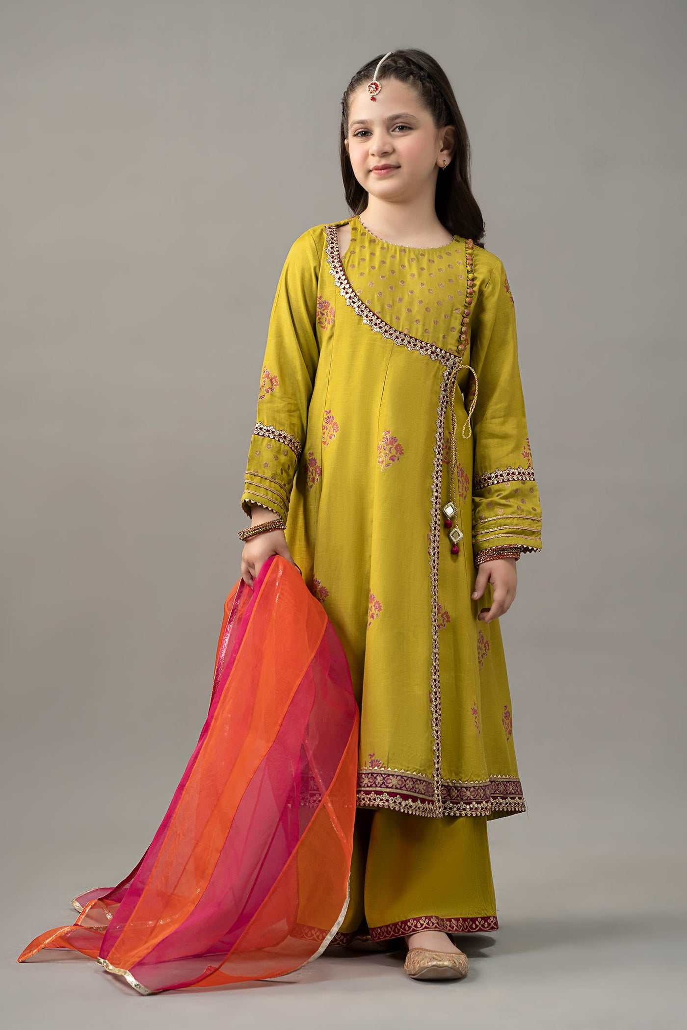 3 Piece Embroidered Raw Silk Suit | MKS-EF25-13