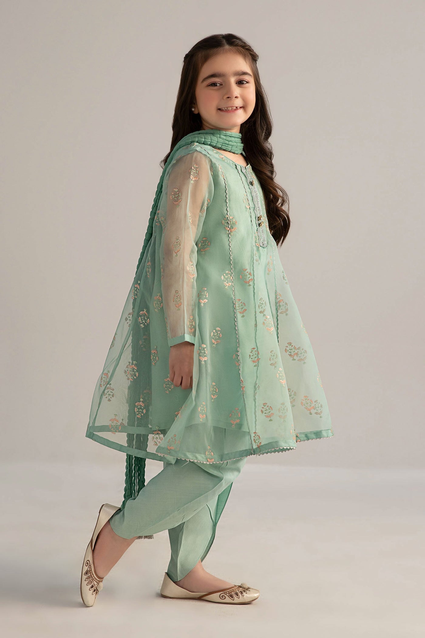 3 Piece Printed Poly Organza Suit | MKS-EF25-15