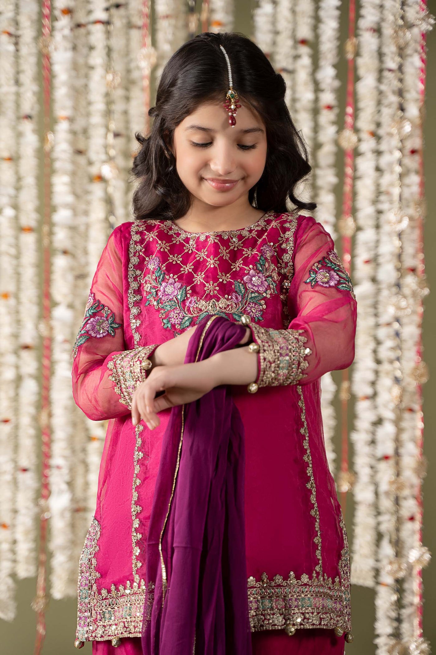 3 Piece Embroidered Organza Suit | MKS-EF25-16