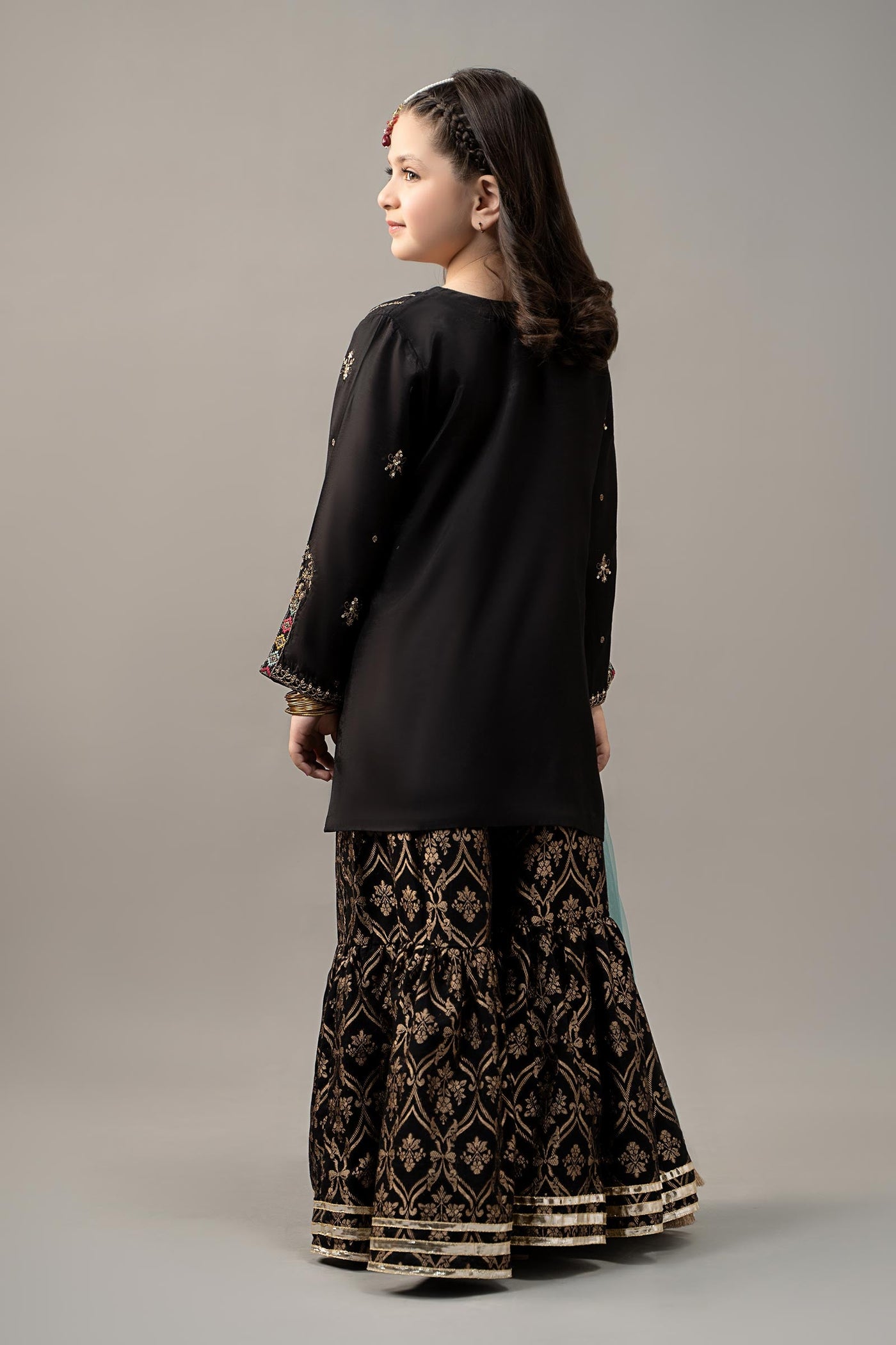 3 Piece Embroidered Raw Silk Suit | MKS-EF25-18