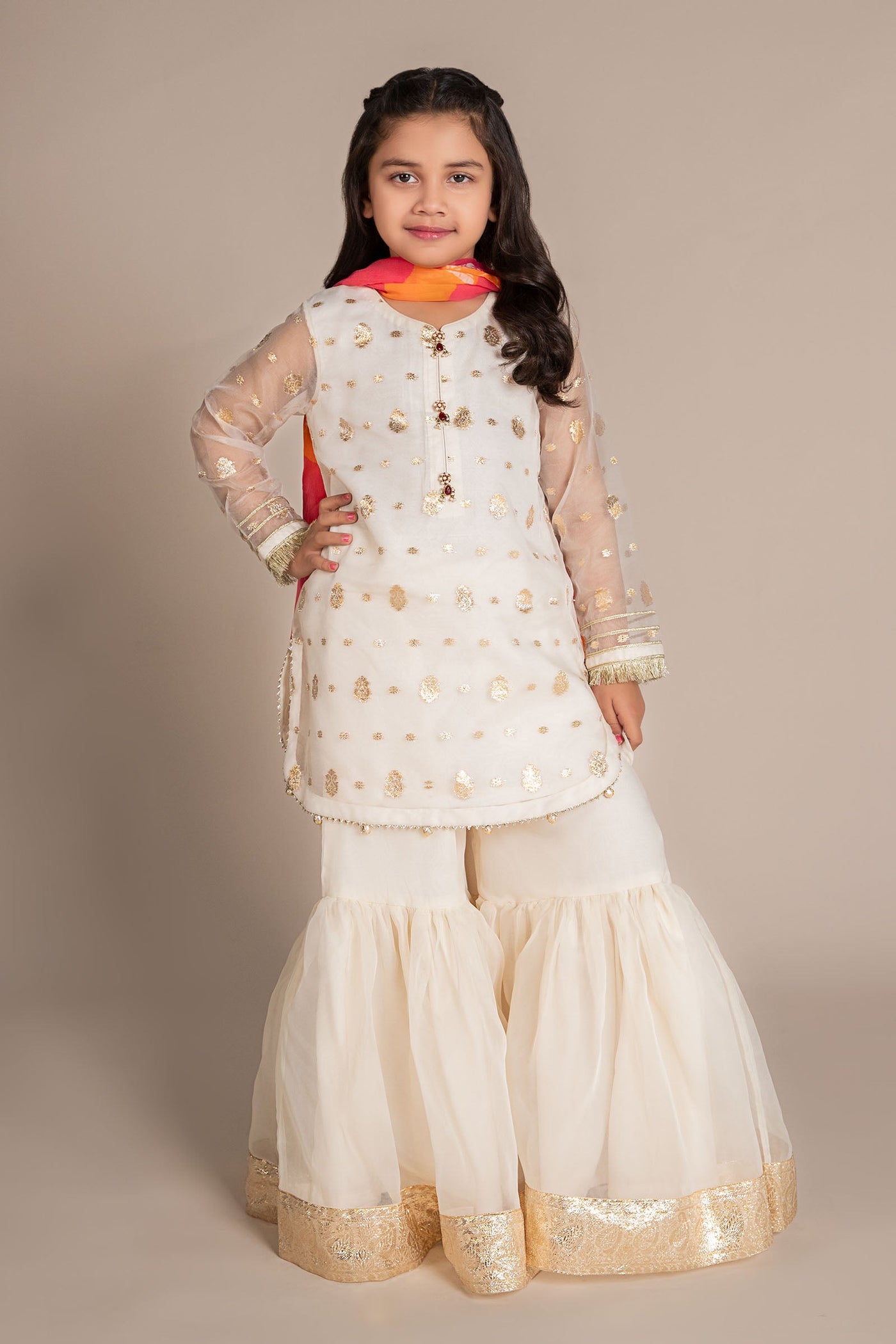 3 Piece Embroidered Organza Lurex Suit | MKS-EF25-20