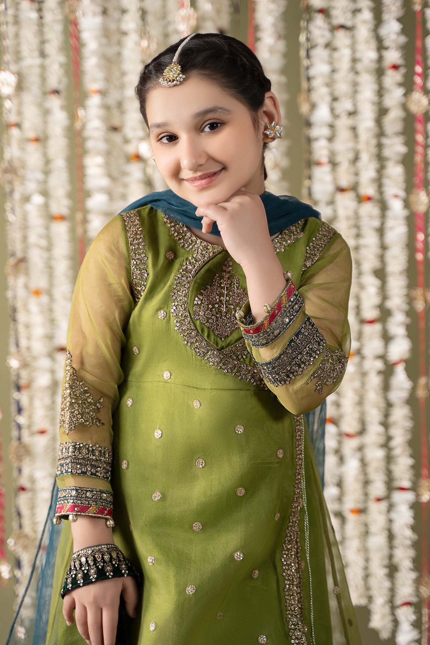 3 Piece Embroidered Organza Suit | MKS-EF25-21