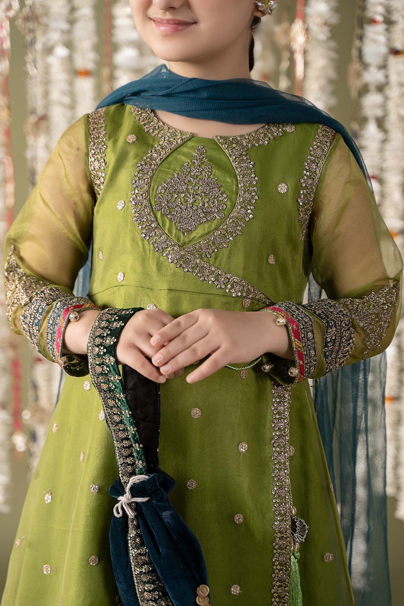 3 Piece Embroidered Organza Suit | MKS-EF25-21