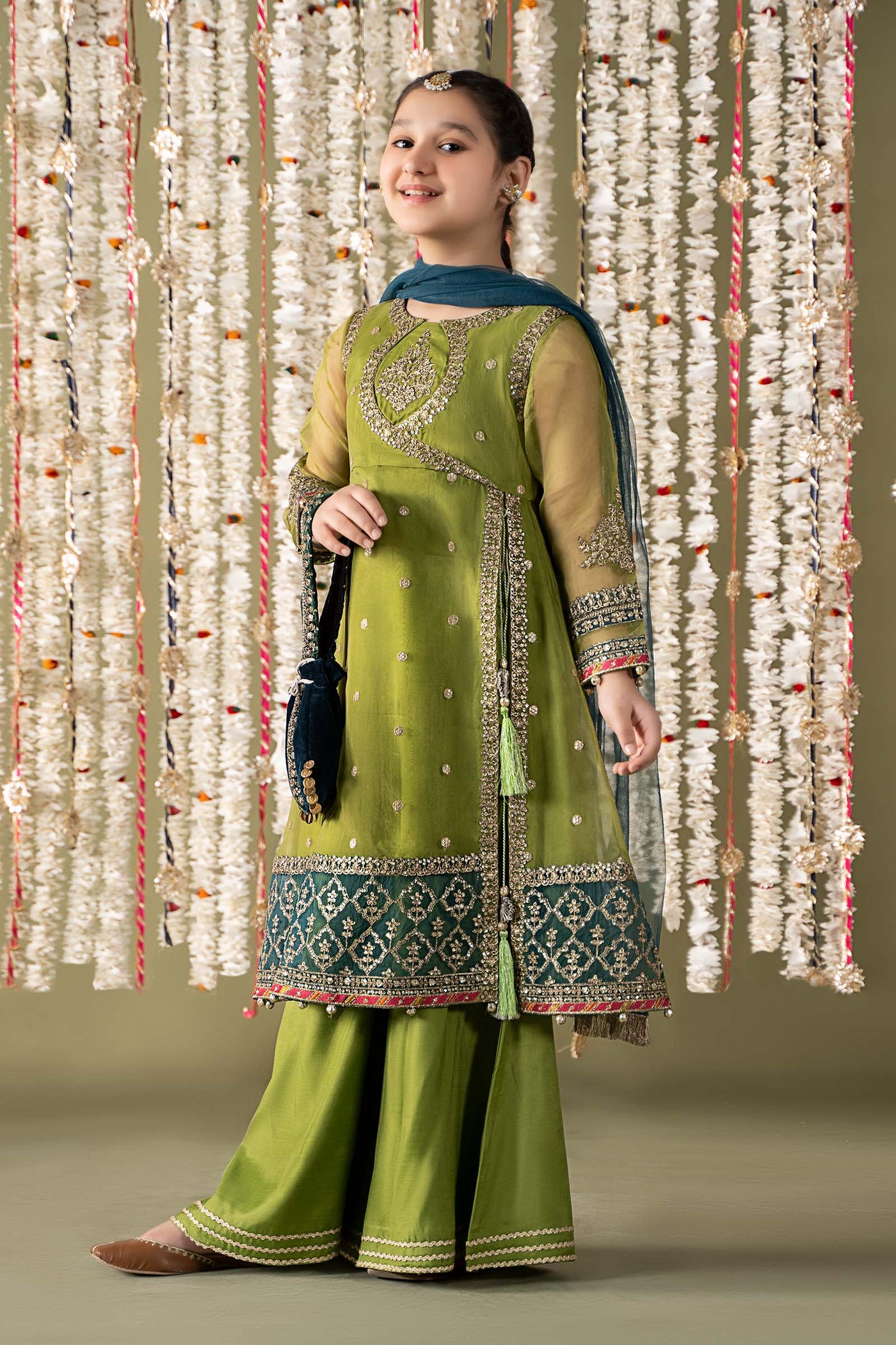 3 Piece Embroidered Organza Suit | MKS-EF25-21