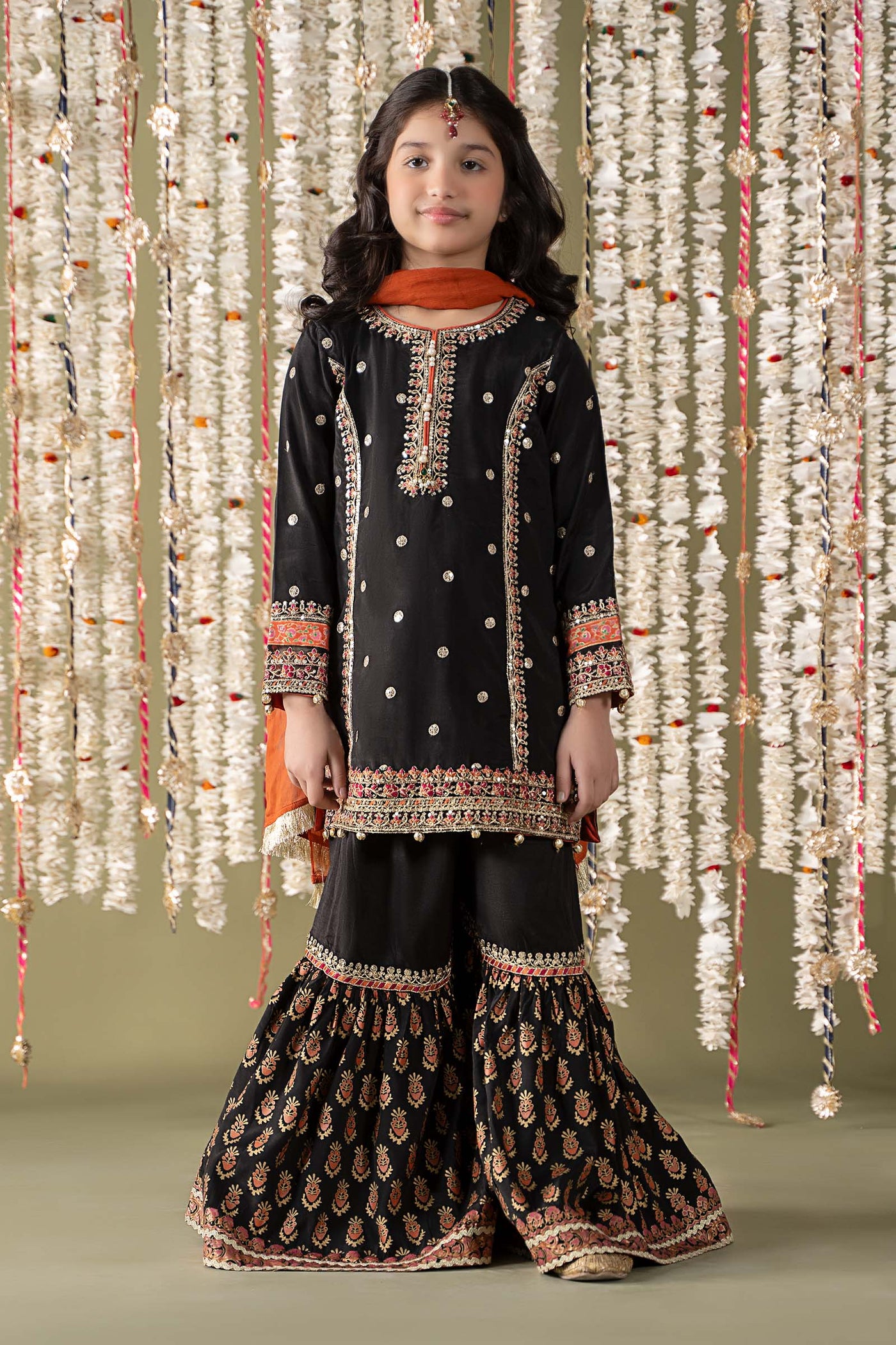 3 Piece Embroidered Raw Silk Suit | MKS-EF25-25