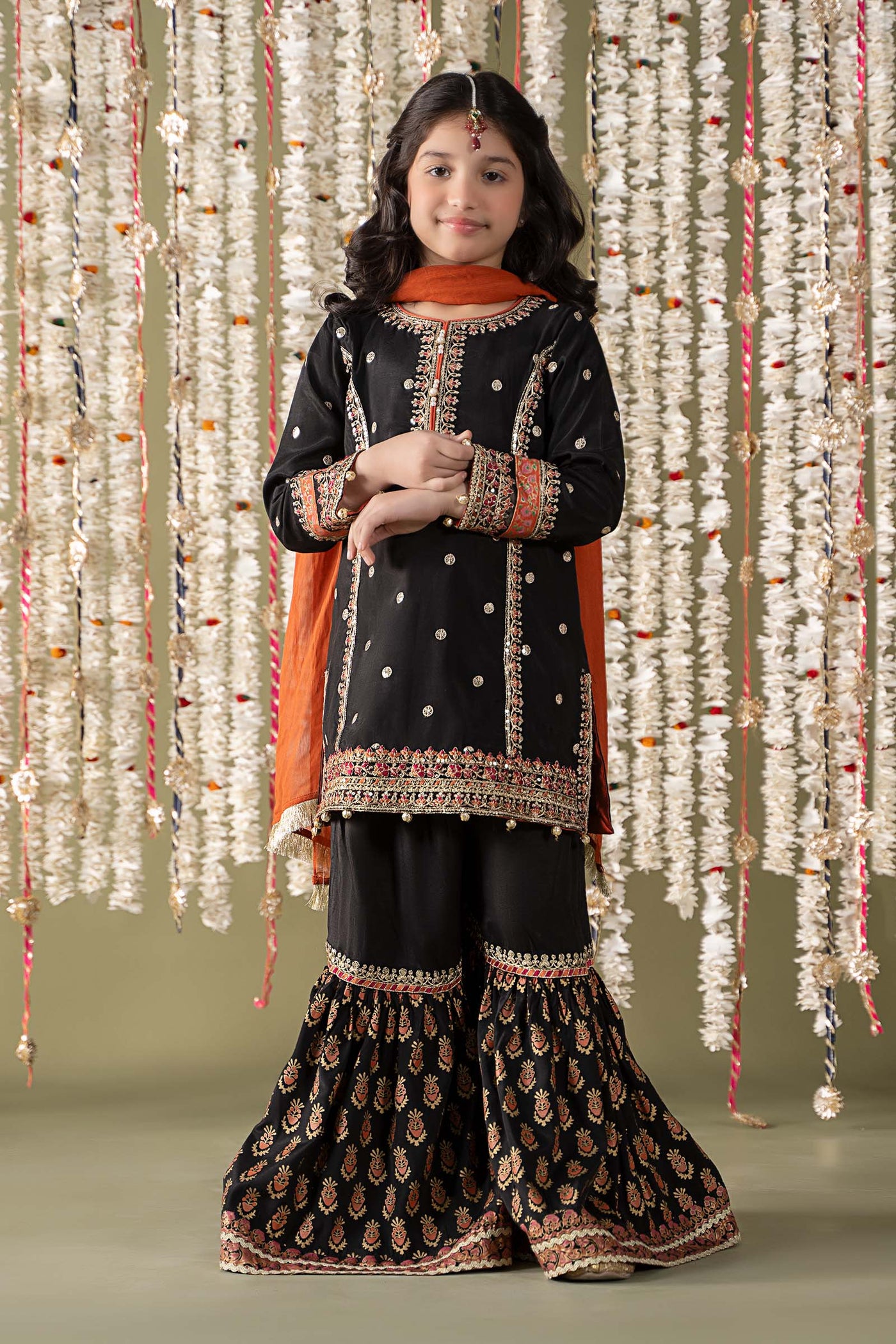 3 Piece Embroidered Raw Silk Suit | MKS-EF25-25