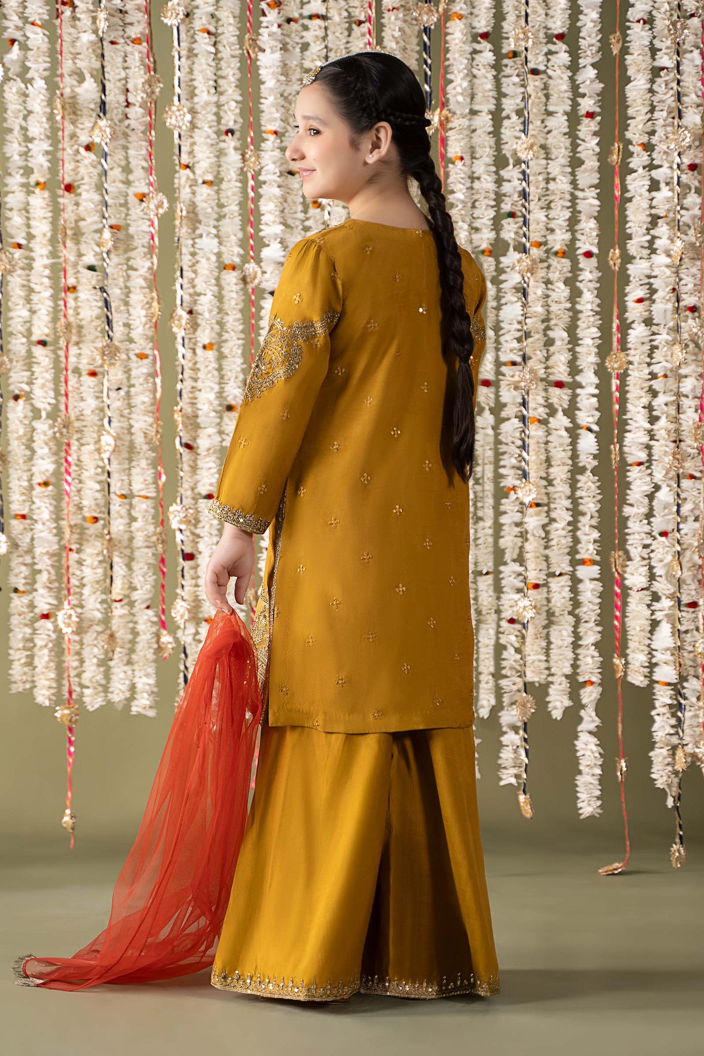 3 Piece Embroidered Raw Silk Suit | MKS-EF25-27