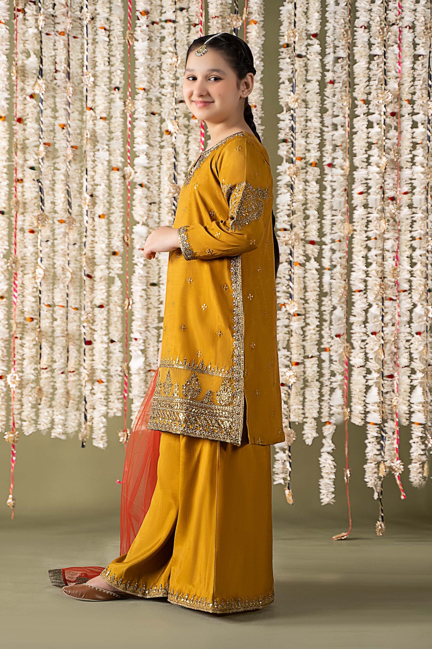 3 Piece Embroidered Raw Silk Suit | MKS-EF25-27