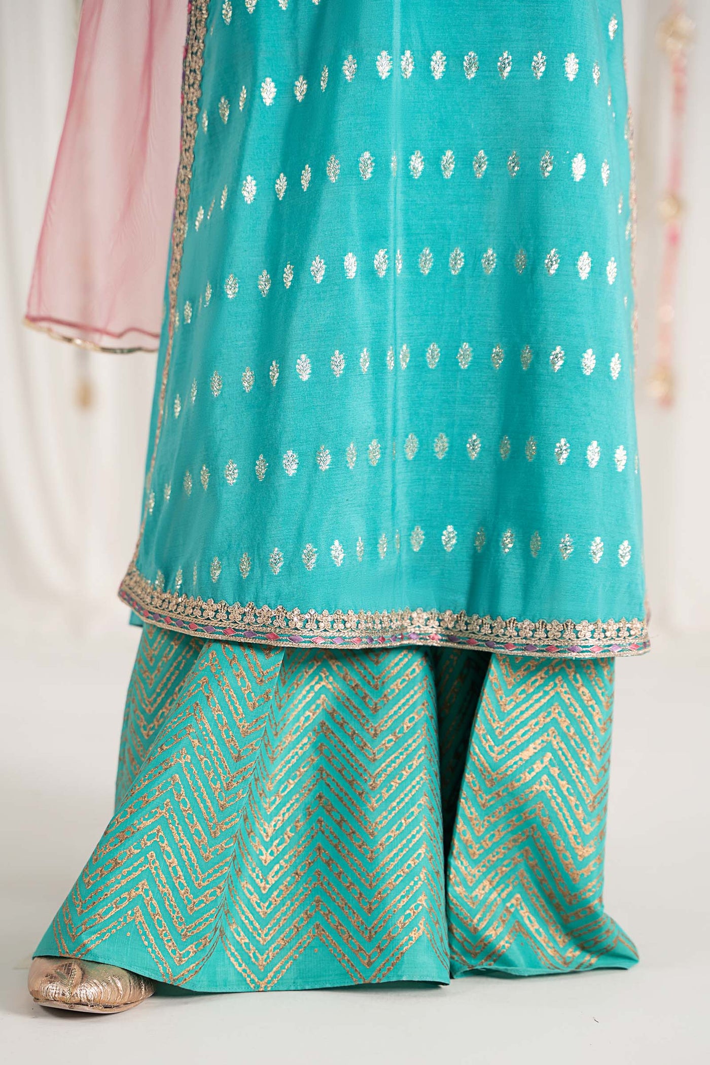 3 Piece Embroidered Raw Silk Suit | MKS-EF25-30