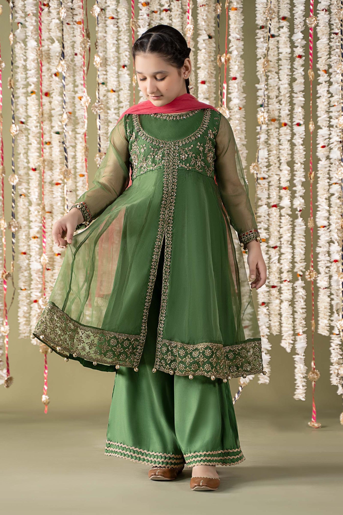 3 Piece Embroidered Organza Suit | MKS-EF25-32