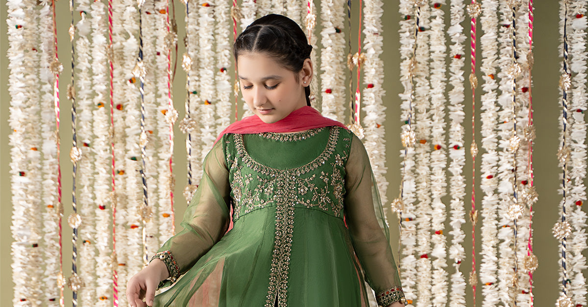 3 Piece Embroidered Organza Suit | MKS-EF25-32