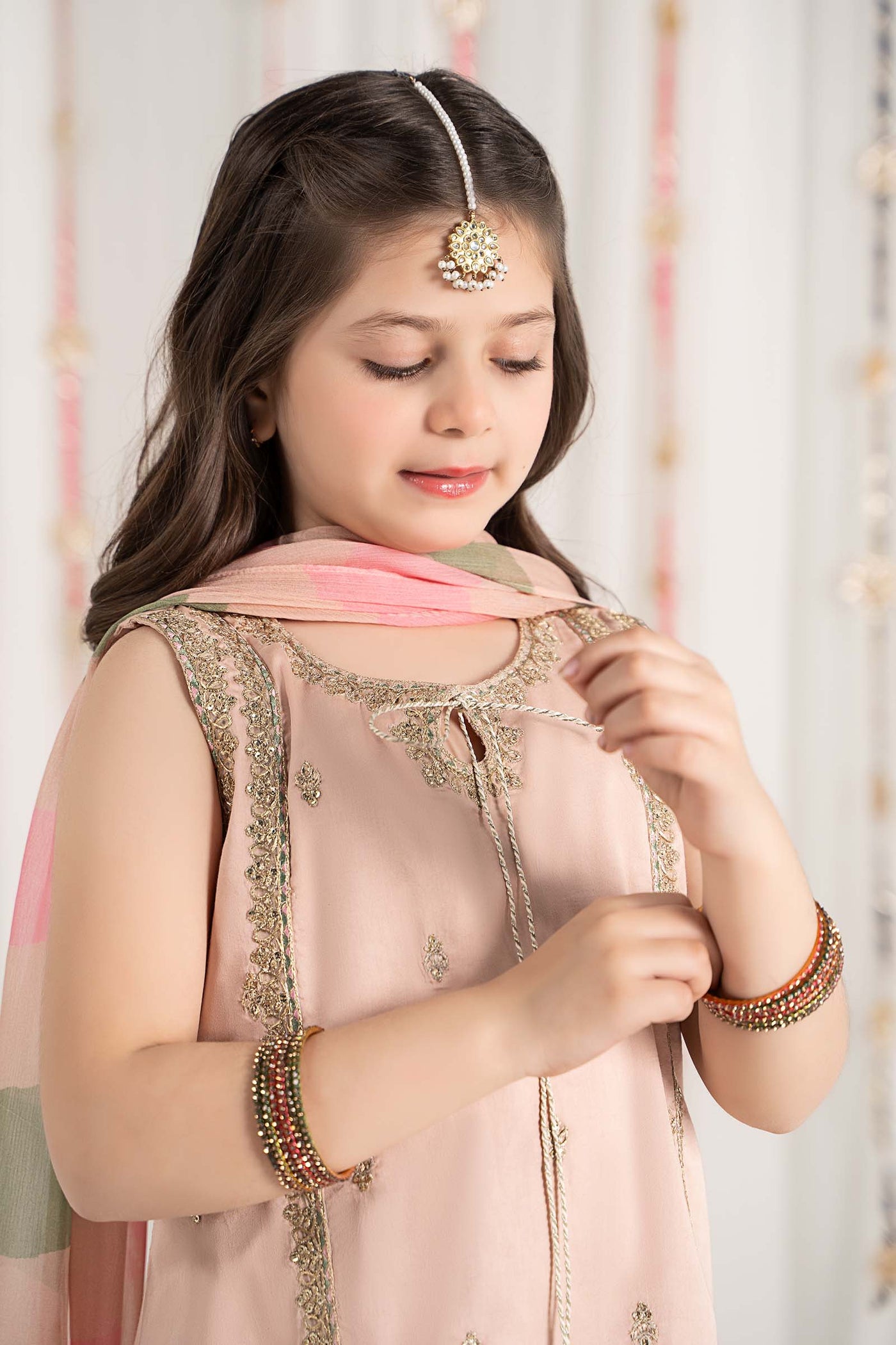 3 Piece Embroidered Cotton Satin Suit | MKS-EF25-35