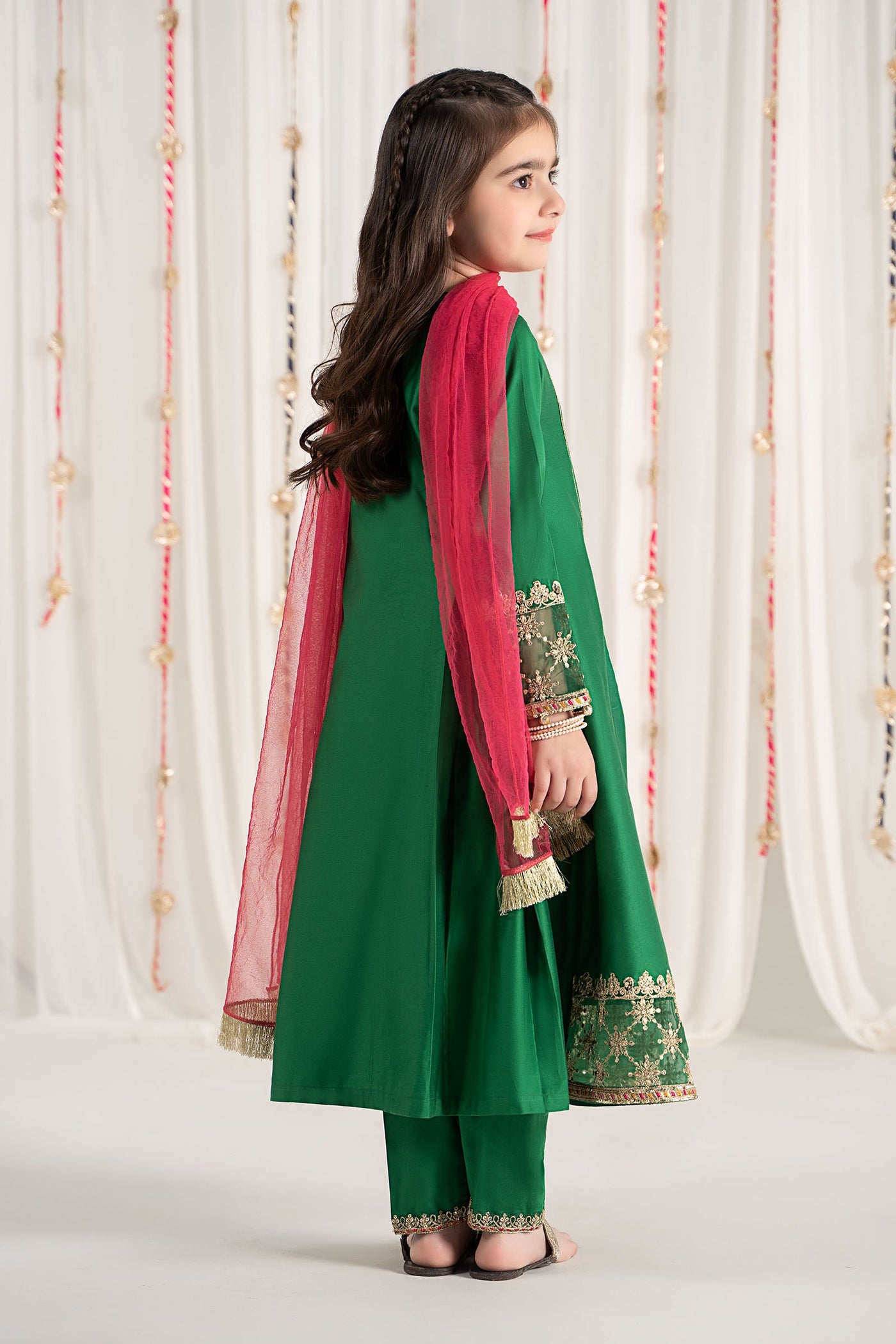 3 Piece Embroidered Cotton Satin Suit | MKS-EF25-41