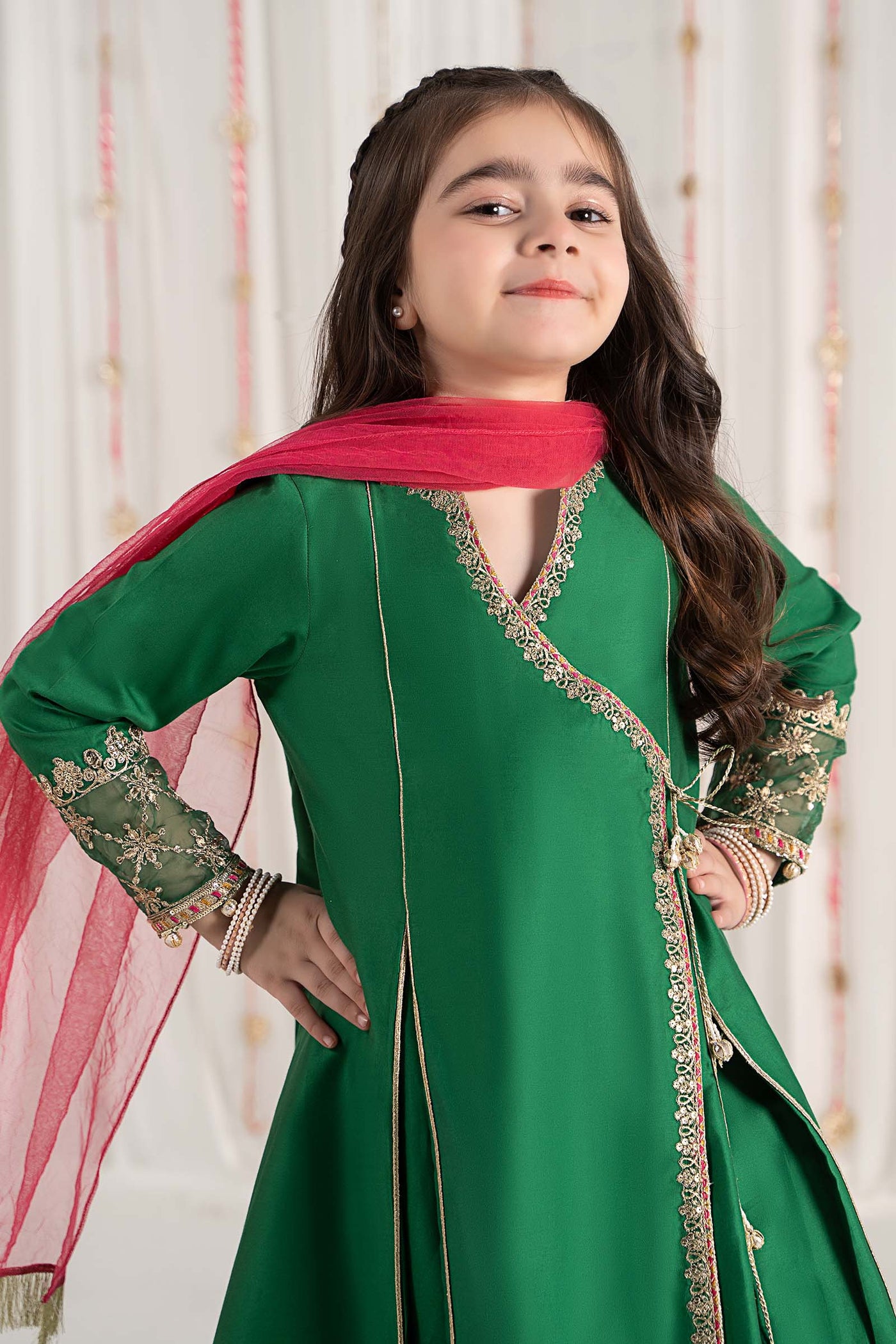 3 Piece Embroidered Cotton Satin Suit | MKS-EF25-41