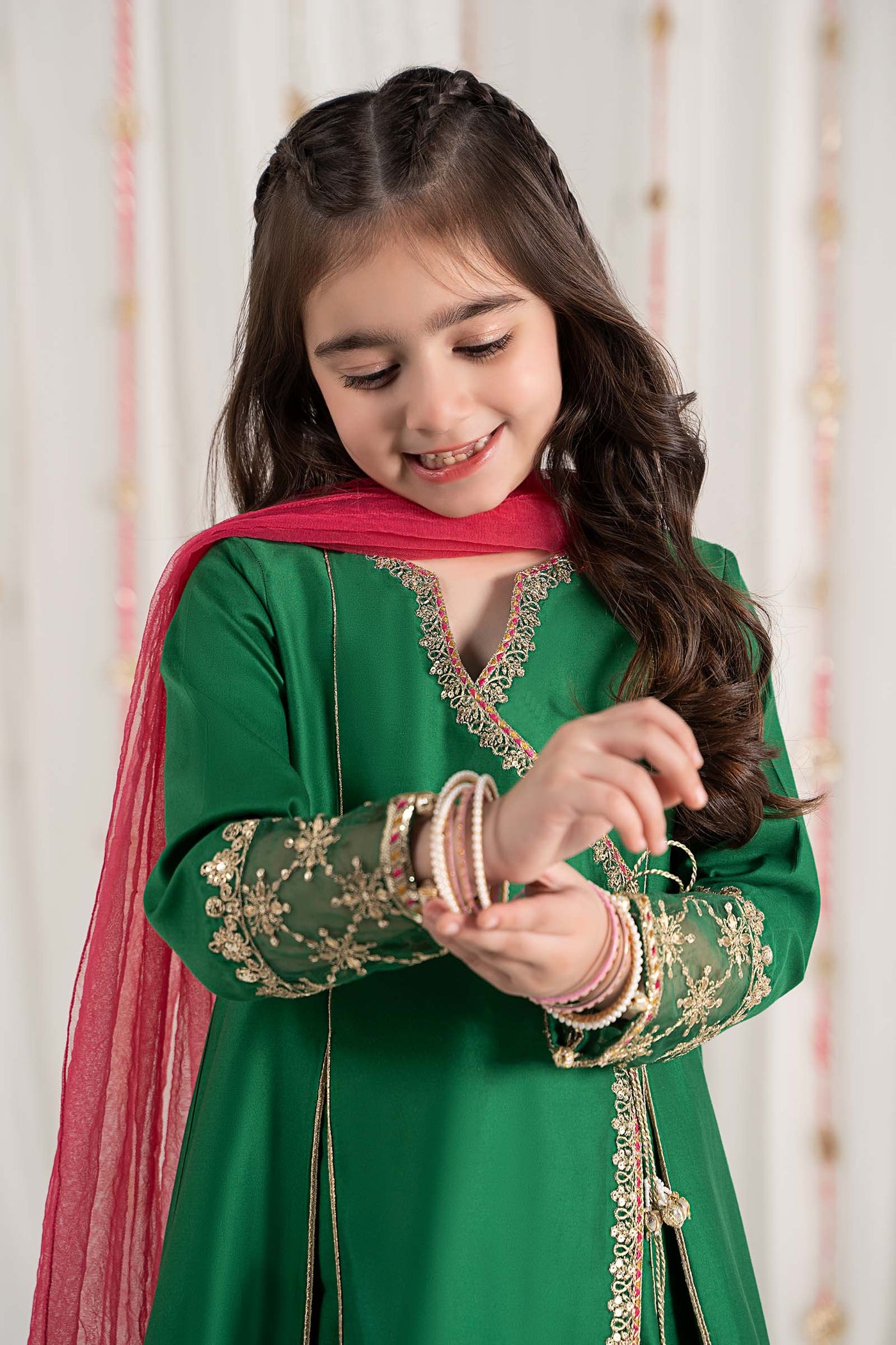 3 Piece Embroidered Cotton Satin Suit | MKS-EF25-41