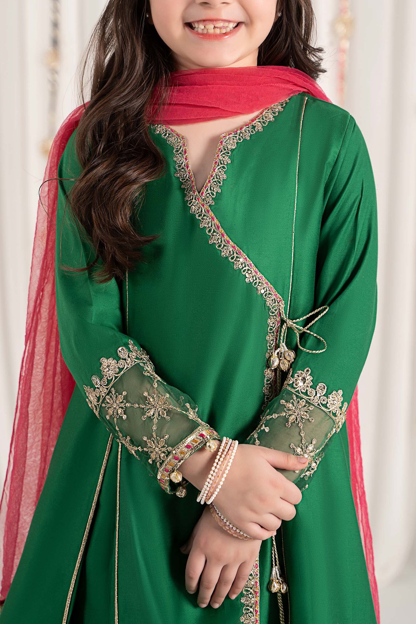 3 Piece Embroidered Cotton Satin Suit | MKS-EF25-41