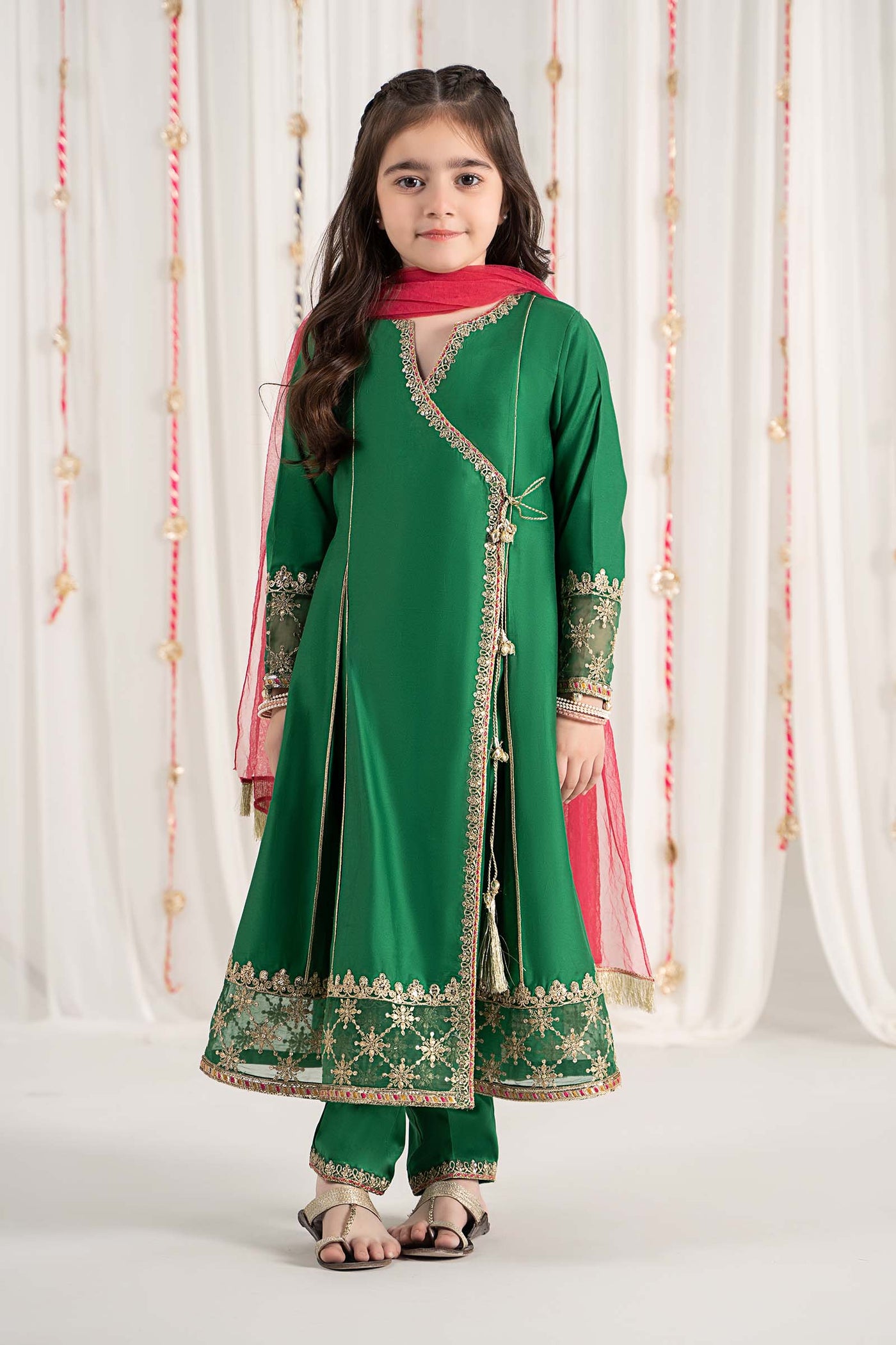 3 Piece Embroidered Cotton Satin Suit | MKS-EF25-41