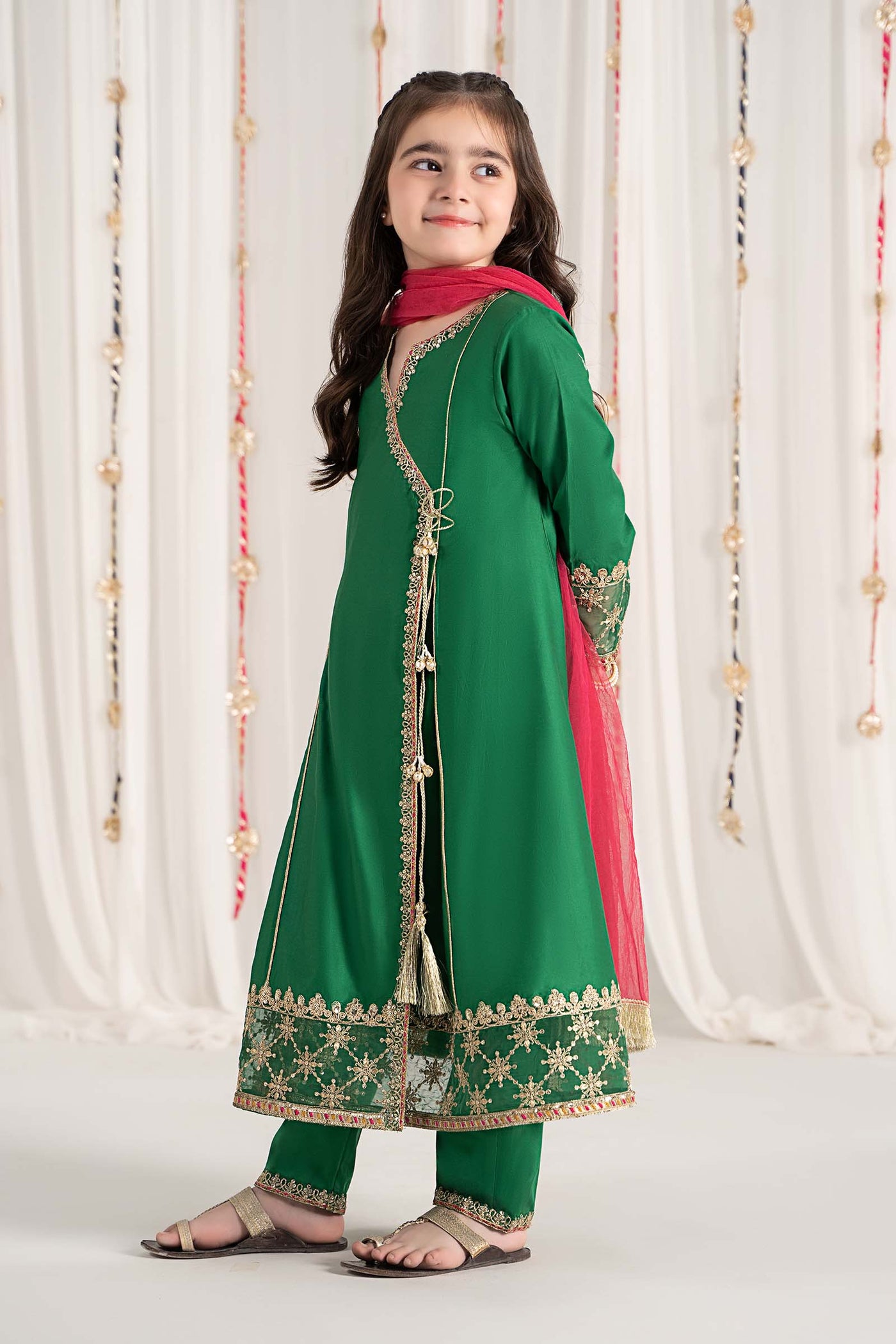 3 Piece Embroidered Cotton Satin Suit | MKS-EF25-41