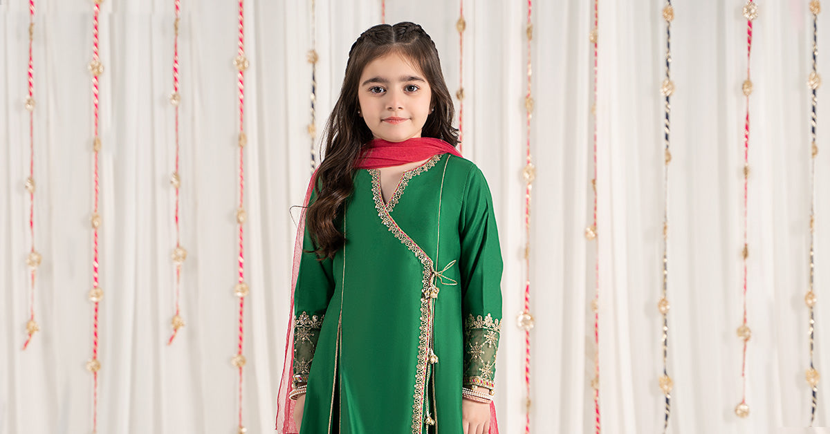 3 Piece Embroidered Cotton Satin Suit | MKS-EF25-41