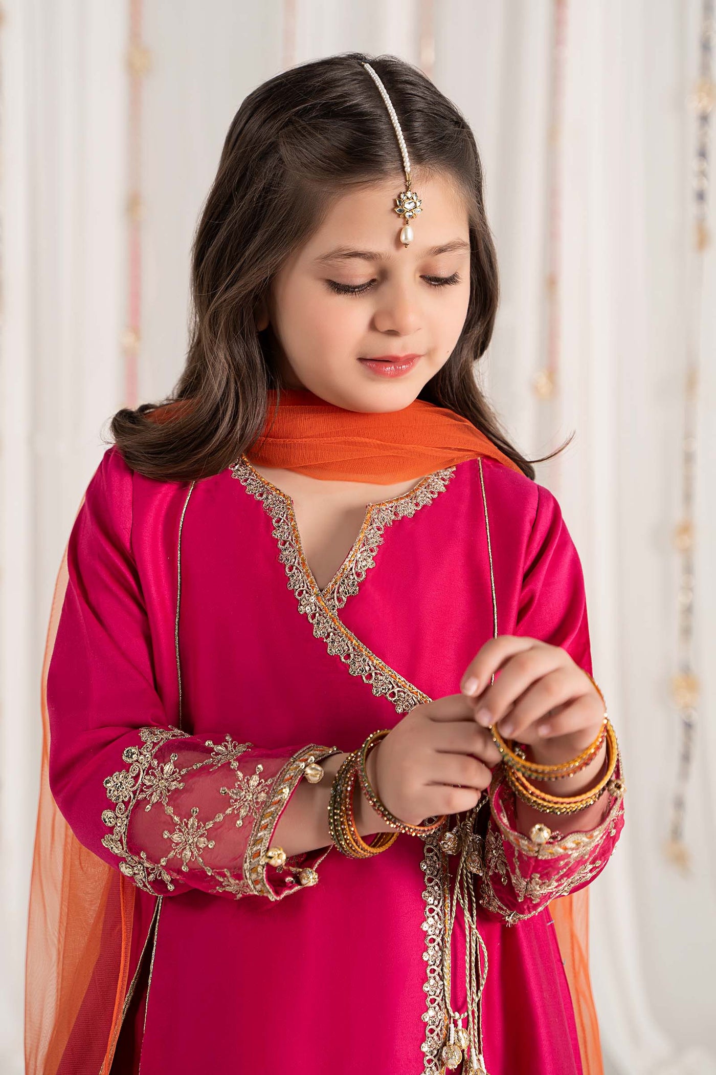 3 Piece Embroidered Cotton Satin Suit | MKS-EF25-41