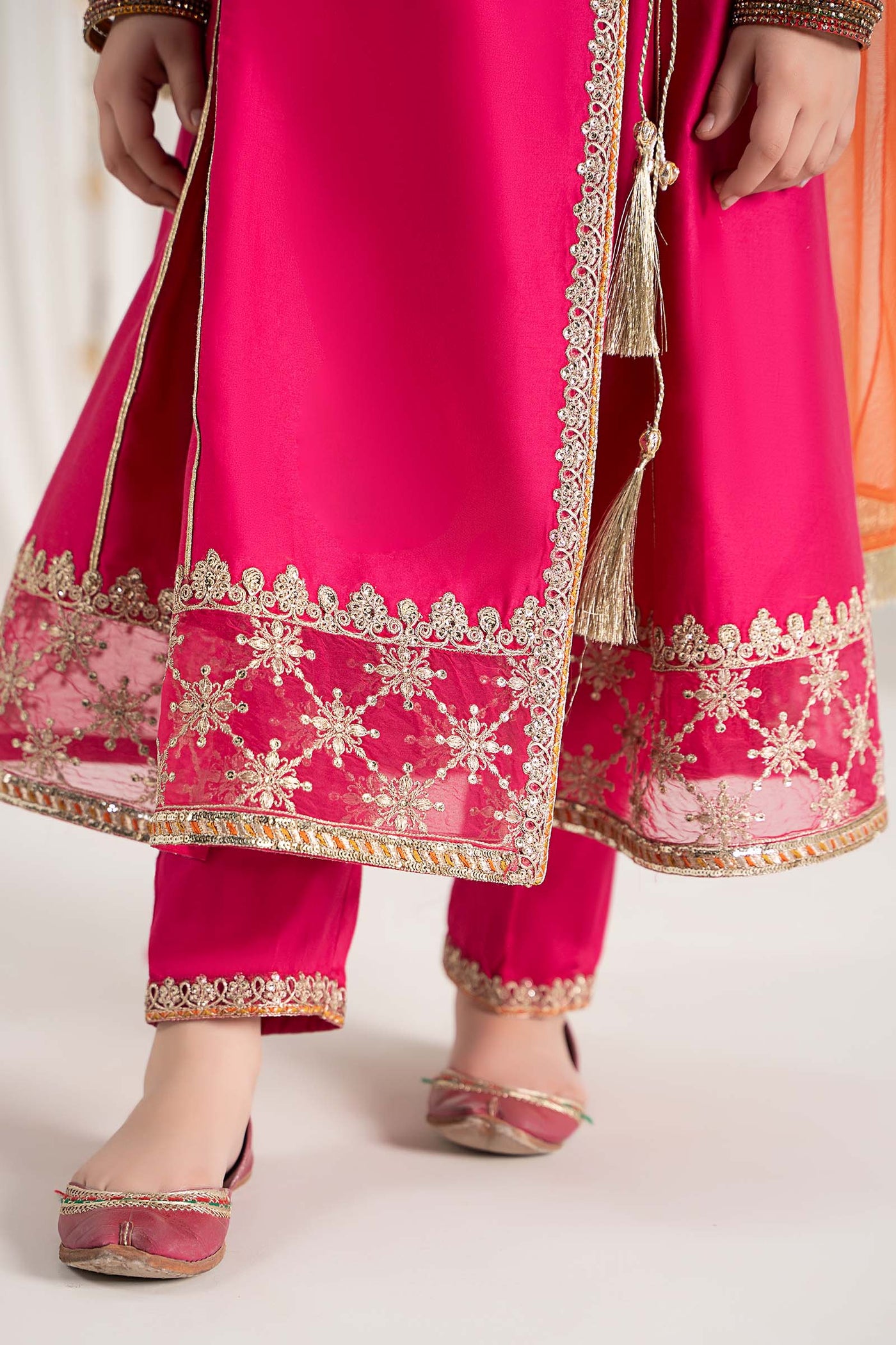 3 Piece Embroidered Cotton Satin Suit | MKS-EF25-41