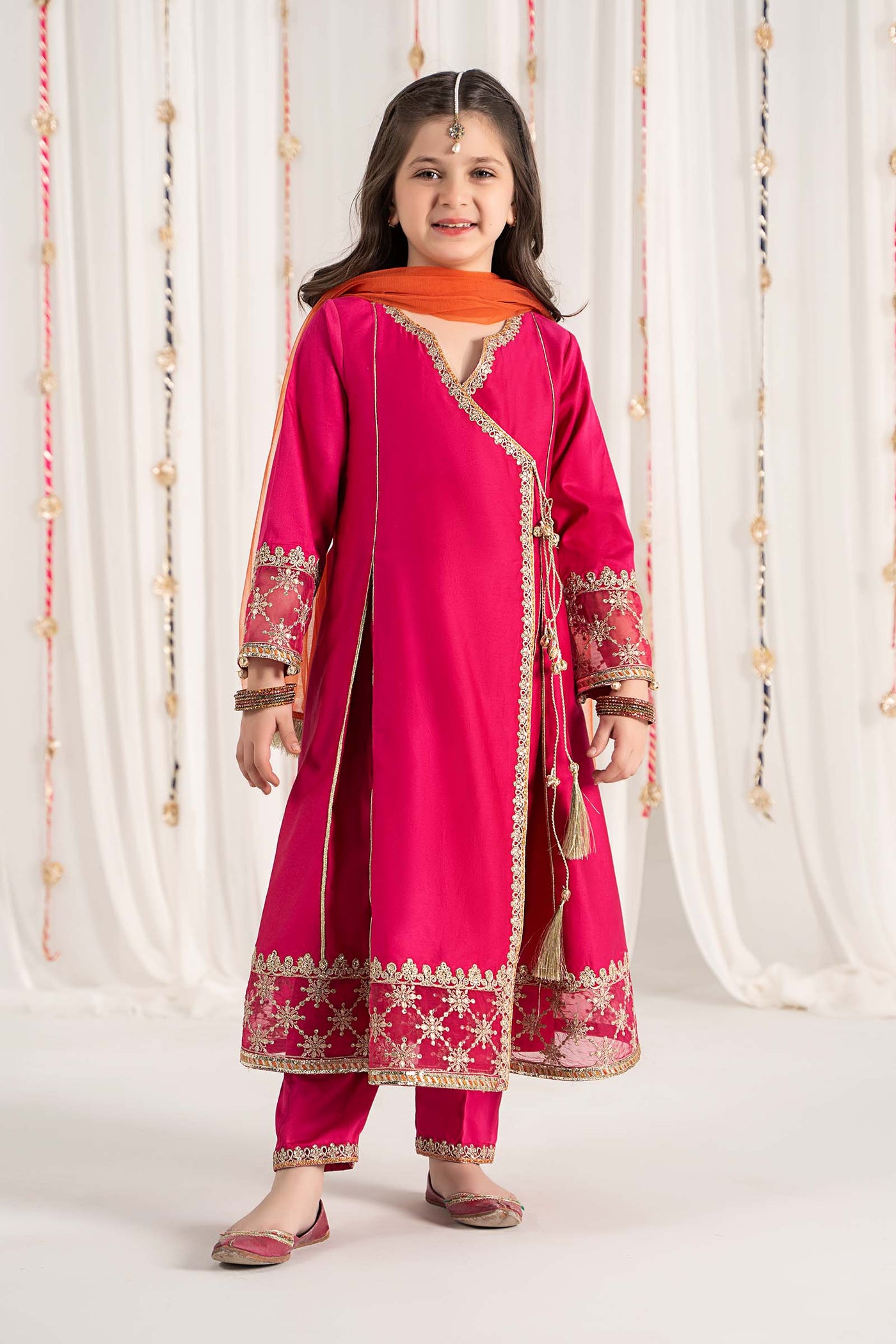 3 Piece Embroidered Cotton Satin Suit | MKS-EF25-41