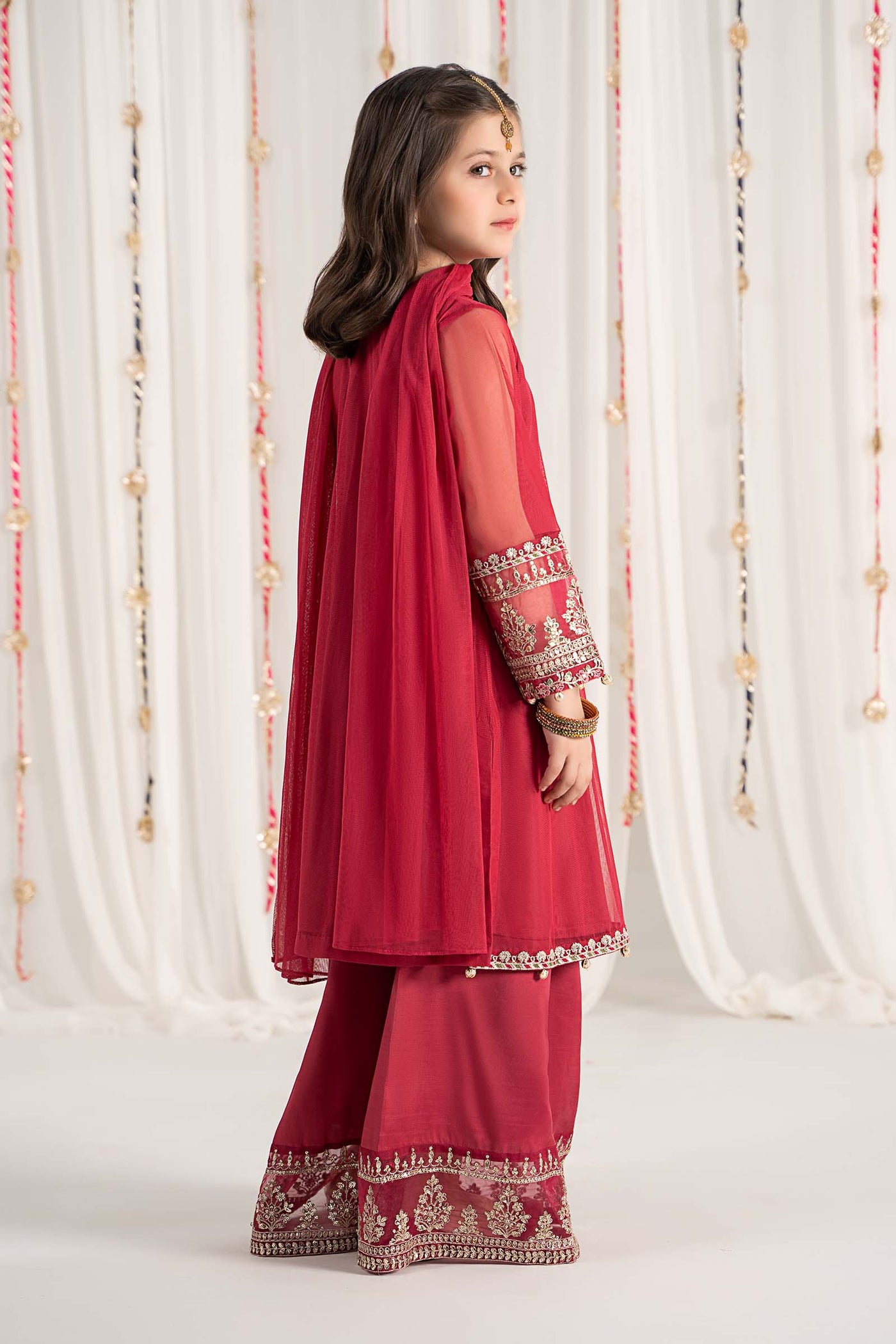 3 Piece Embroidered Polyester Net Suit | MKS-EF25-43