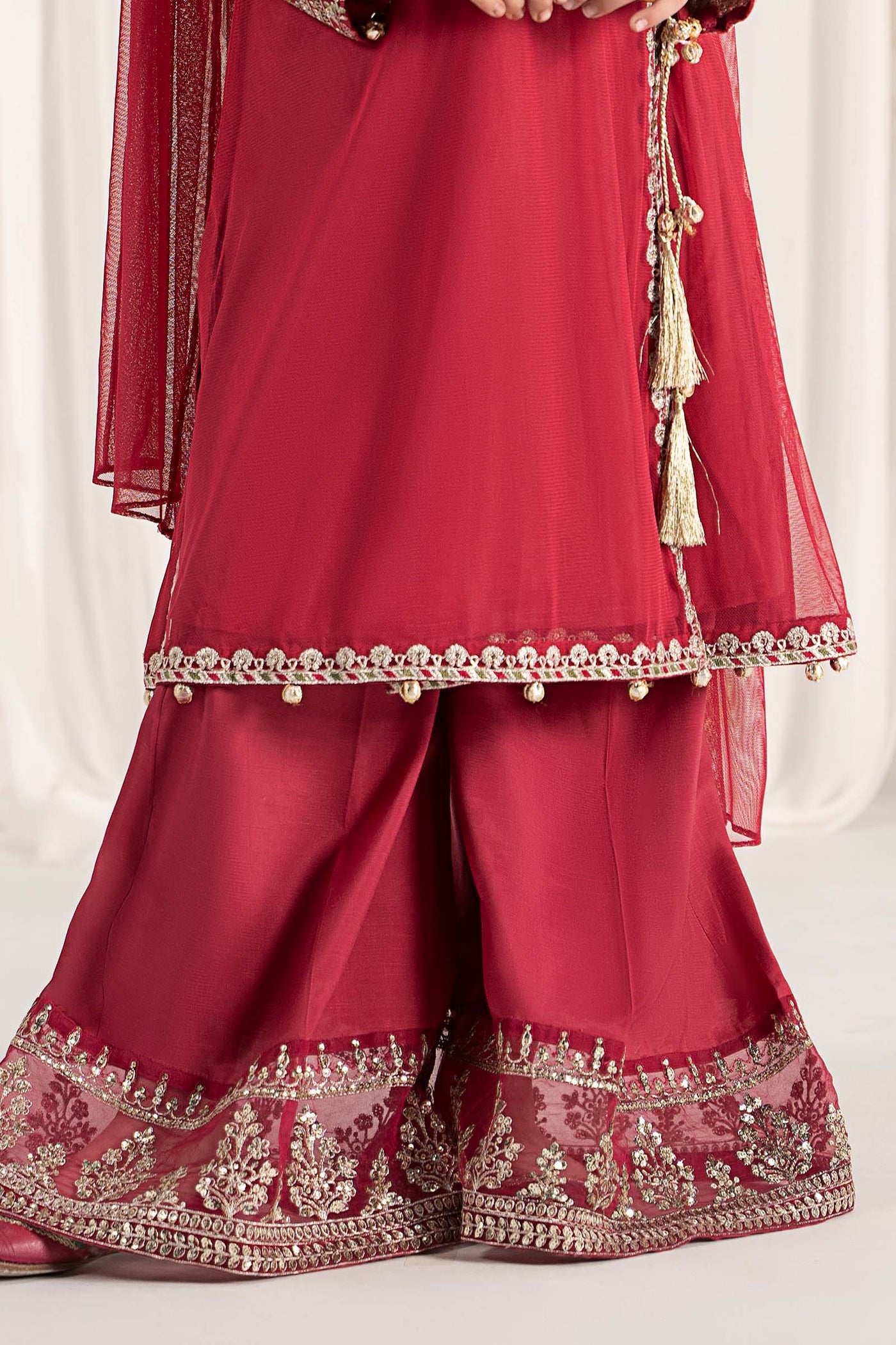 3 Piece Embroidered Polyester Net Suit | MKS-EF25-43