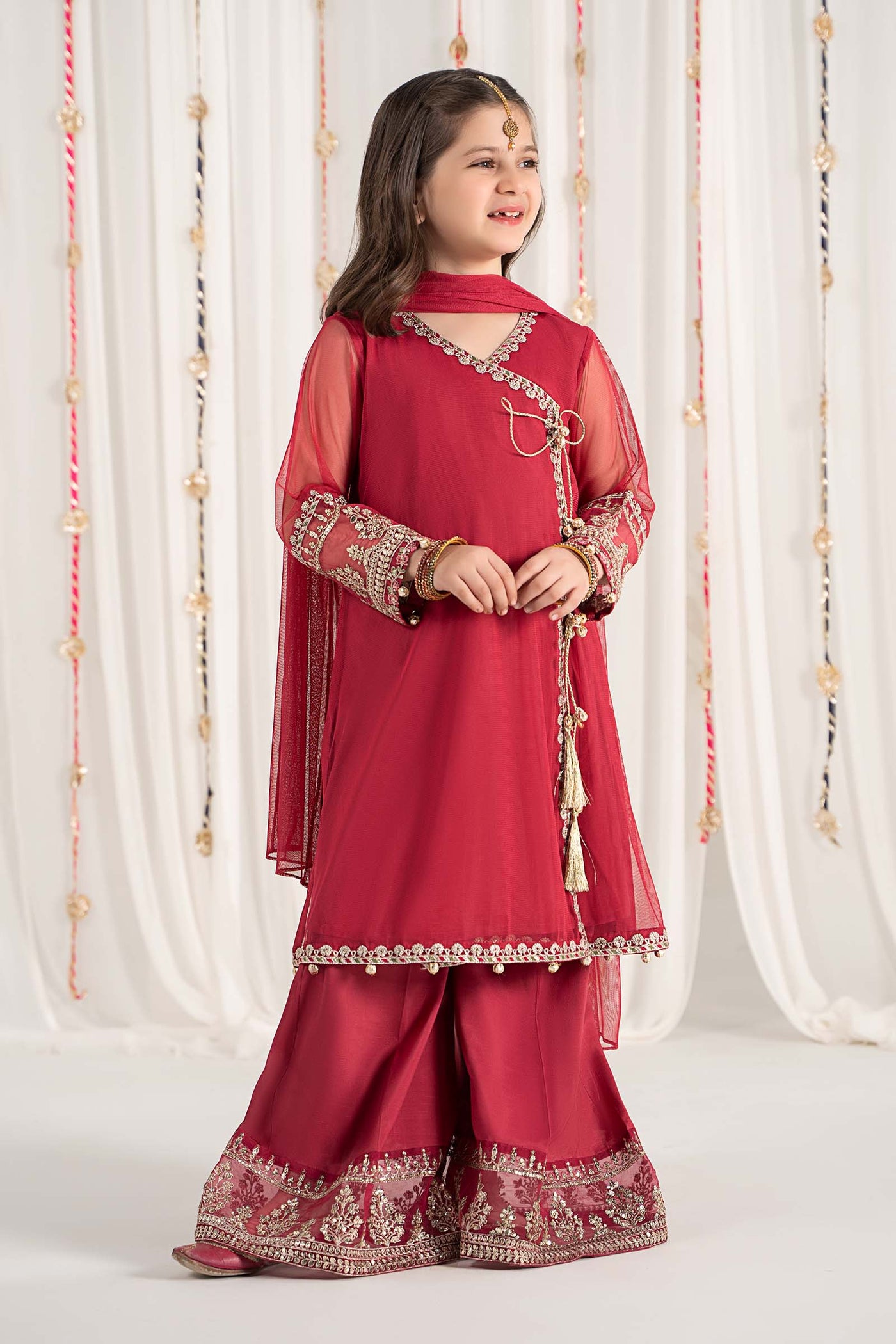 3 Piece Embroidered Polyester Net Suit | MKS-EF25-43