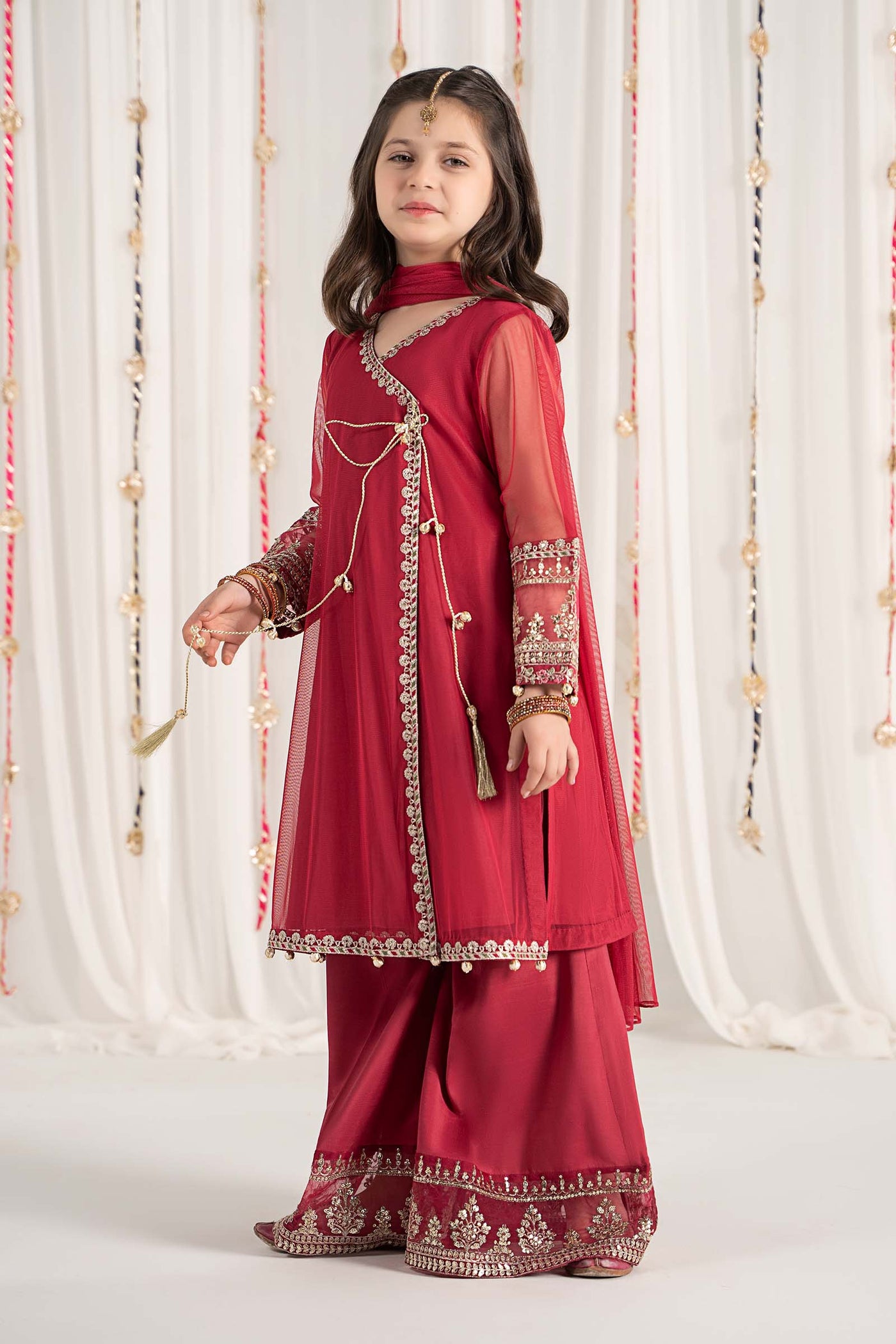 3 Piece Embroidered Polyester Net Suit | MKS-EF25-43