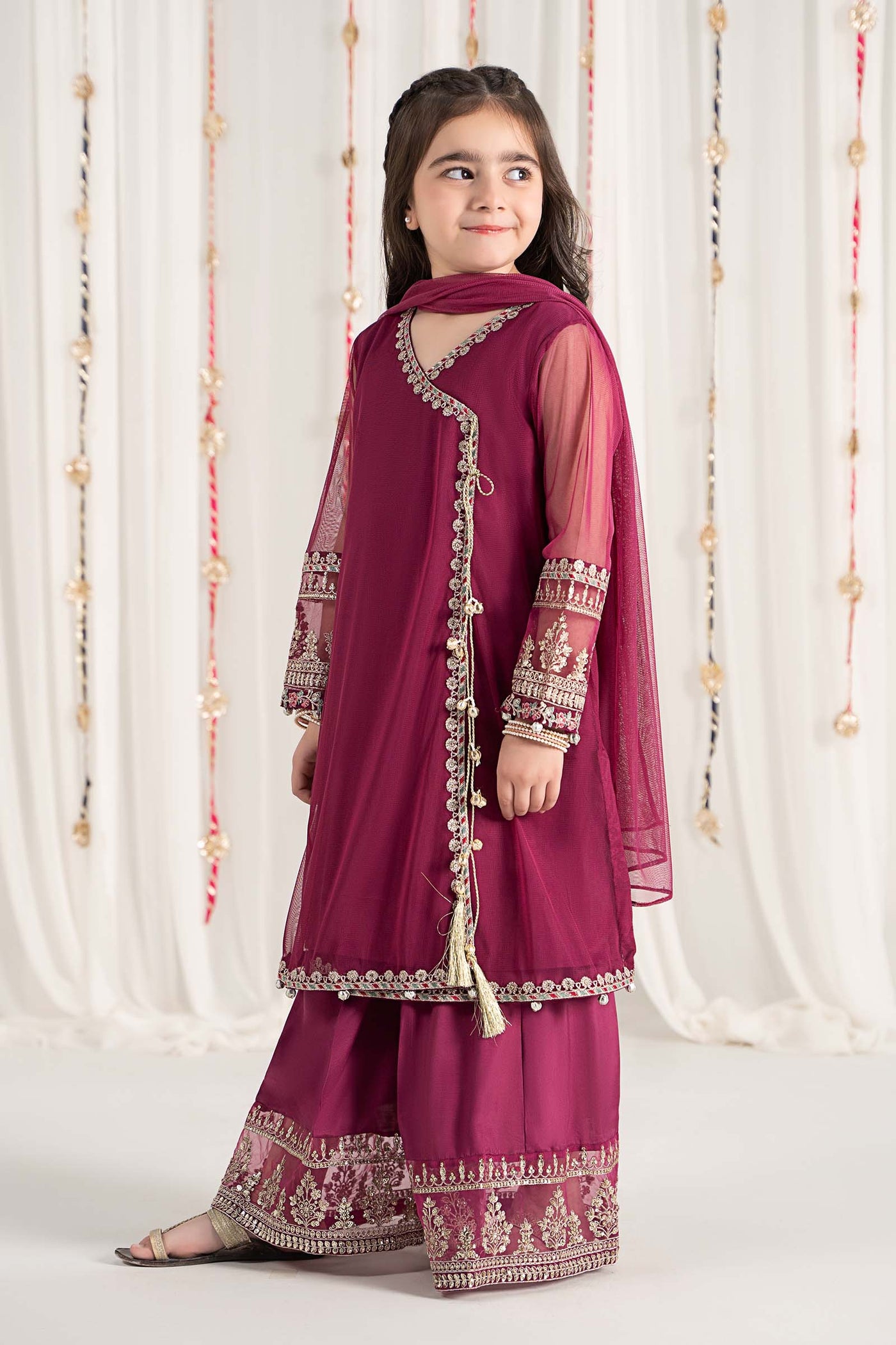 3 Piece Embroidered Polyester Net Suit | MKS-EF25-43