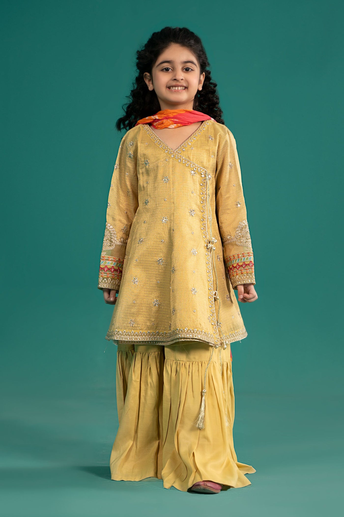 3 Piece Embroidered Cotton Zari Net Suit | MKS-EF25-46