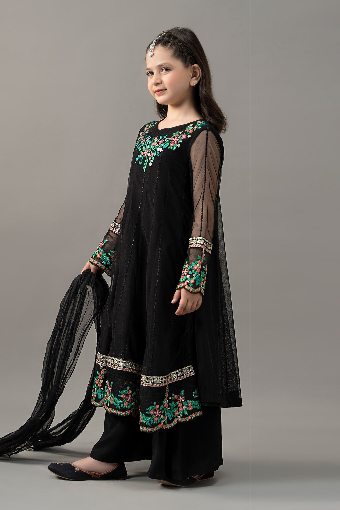 3 Piece Embroidered Polyester Net Suit | MKS-EF25-47