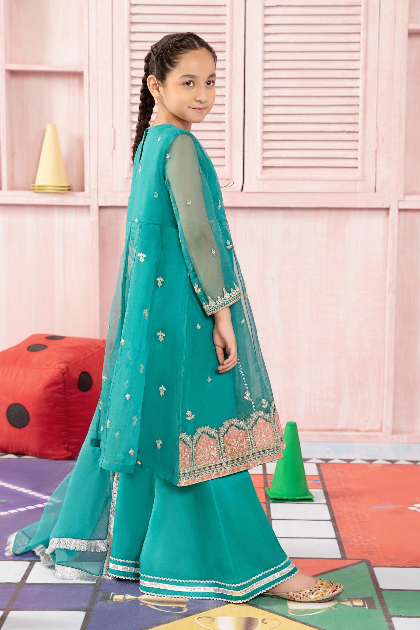 3 Piece Embroidered Organza Suit | MKS-PF24-01