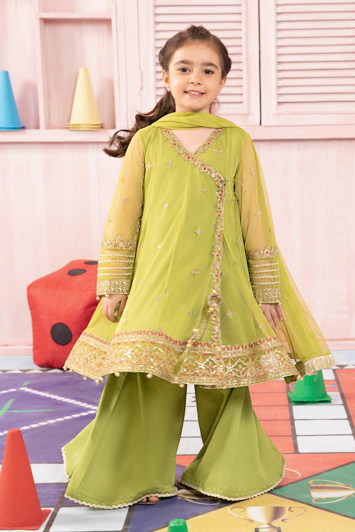 3 Piece Embroidered Net Suit | MKS-PF24-05