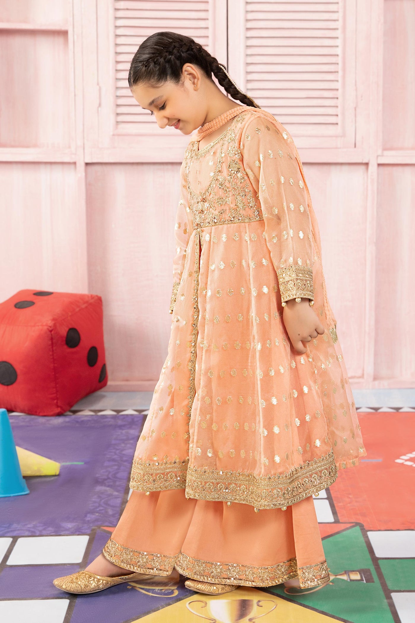 3 Piece Embroidered Organza Suit | MKS-PF24-07