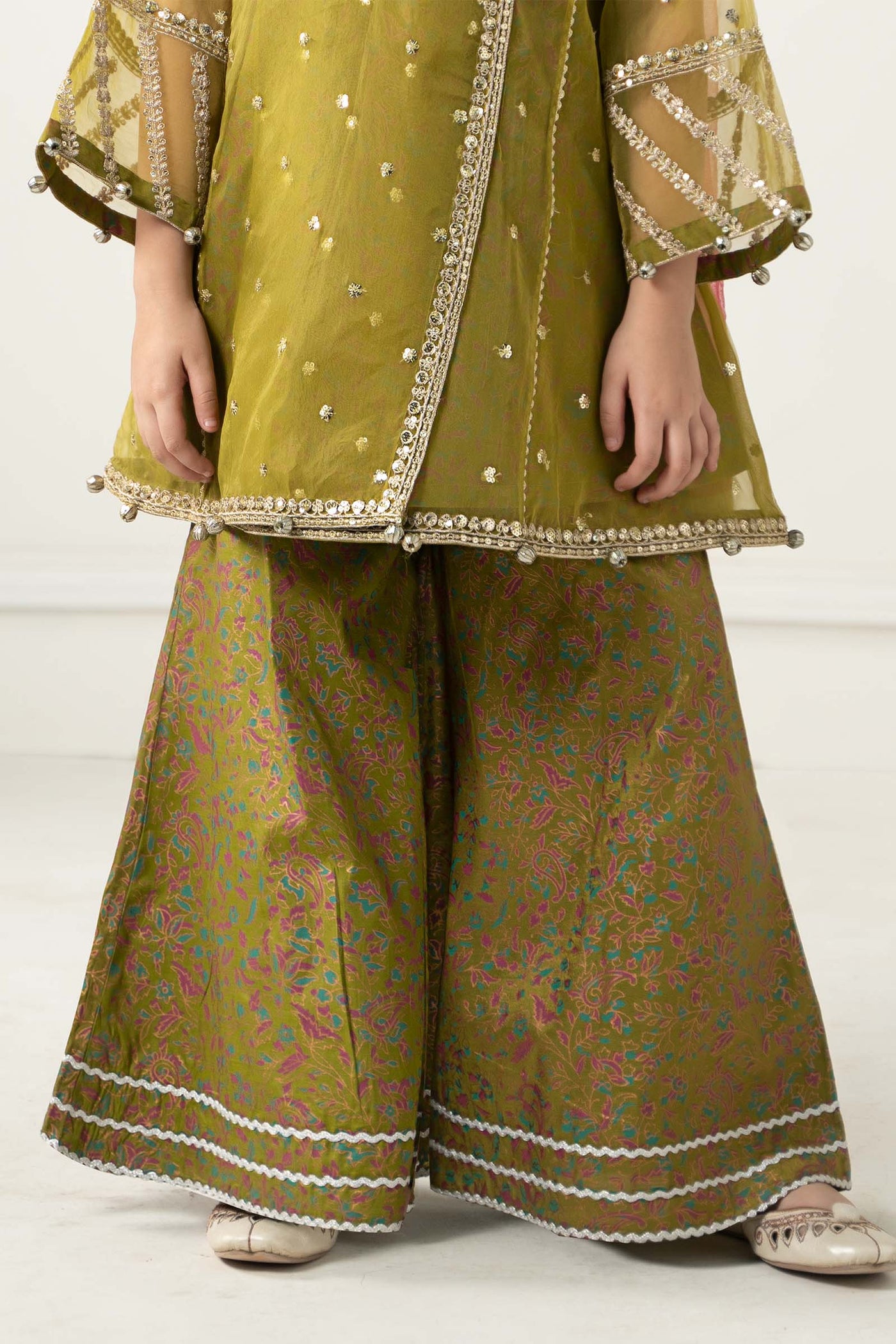 3 Piece Embroidered Poly Organza Suit | MKS-EF25-11