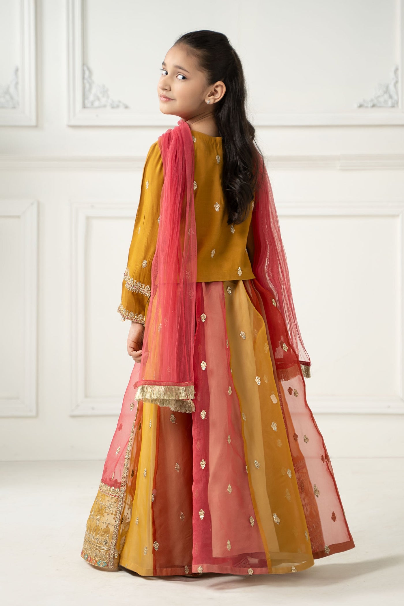 3 Piece Embroidered Raw Silk Suit | MKS-EF25-29