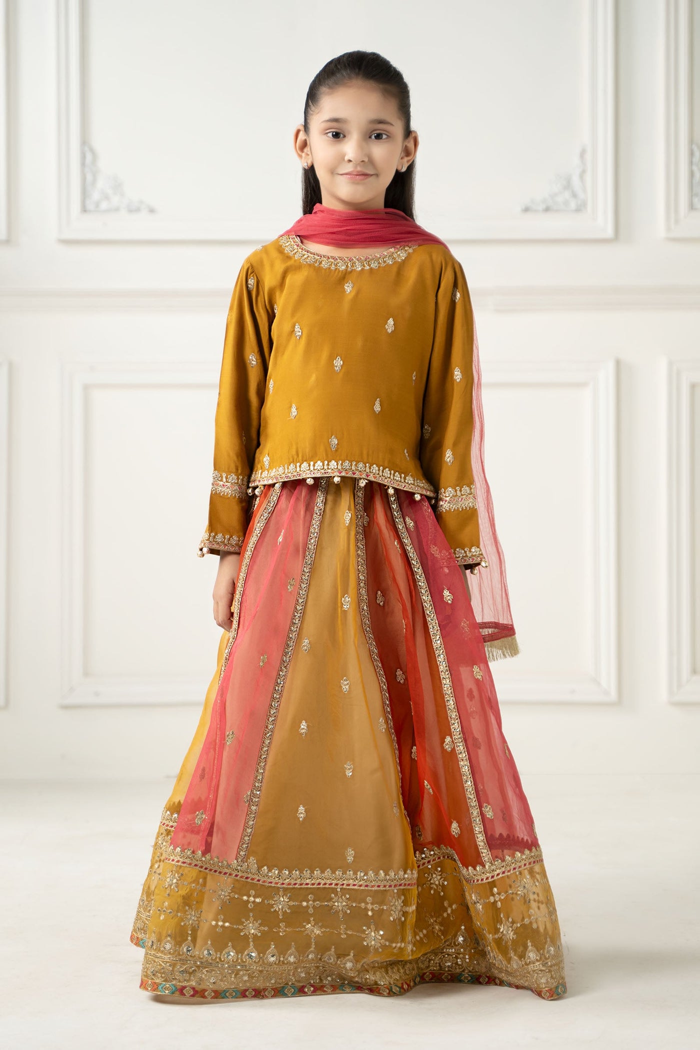 3 Piece Embroidered Raw Silk Suit | MKS-EF25-29