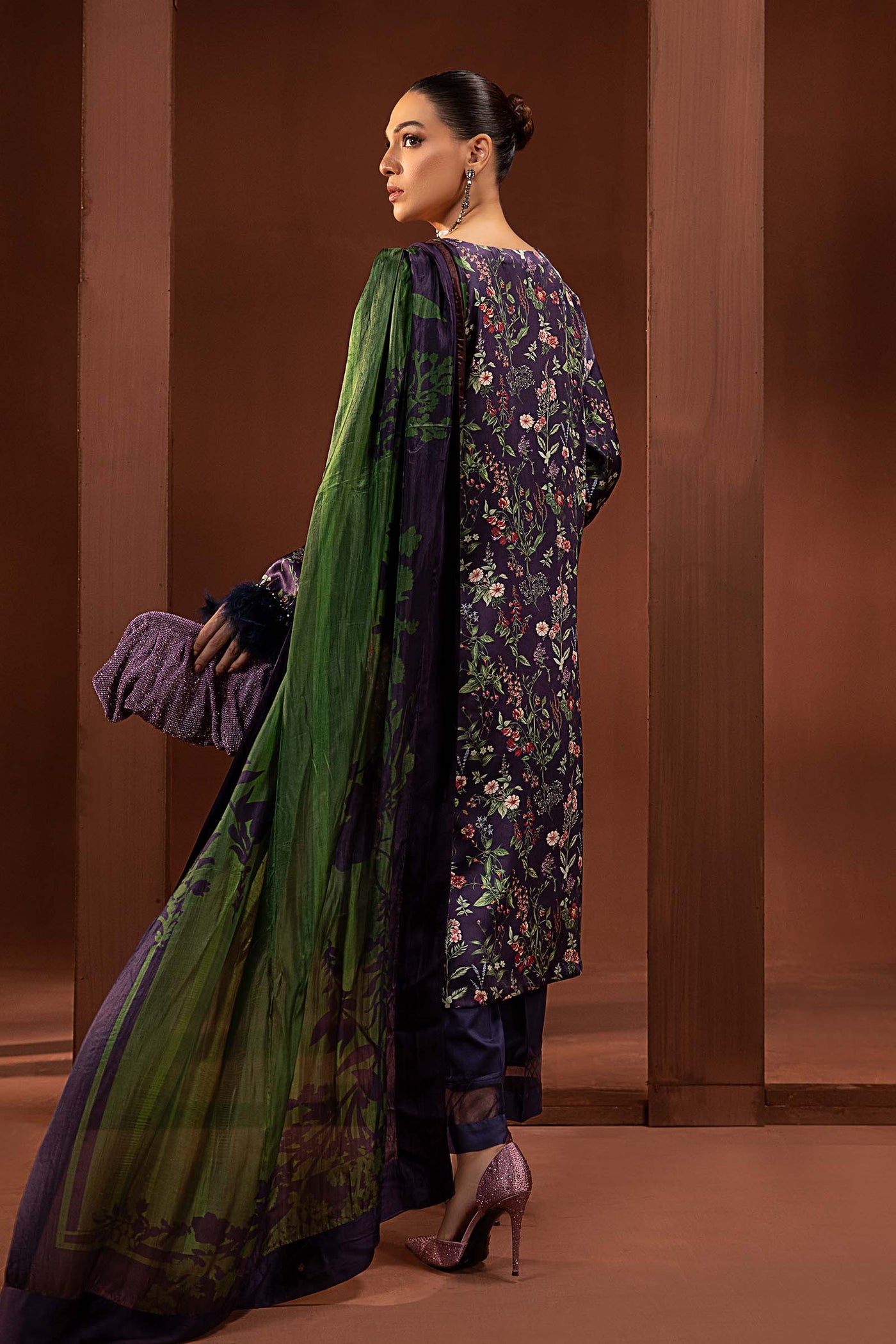 3 Piece Printed Pure Charmeuse Silk Suit | MPS-PF24-05