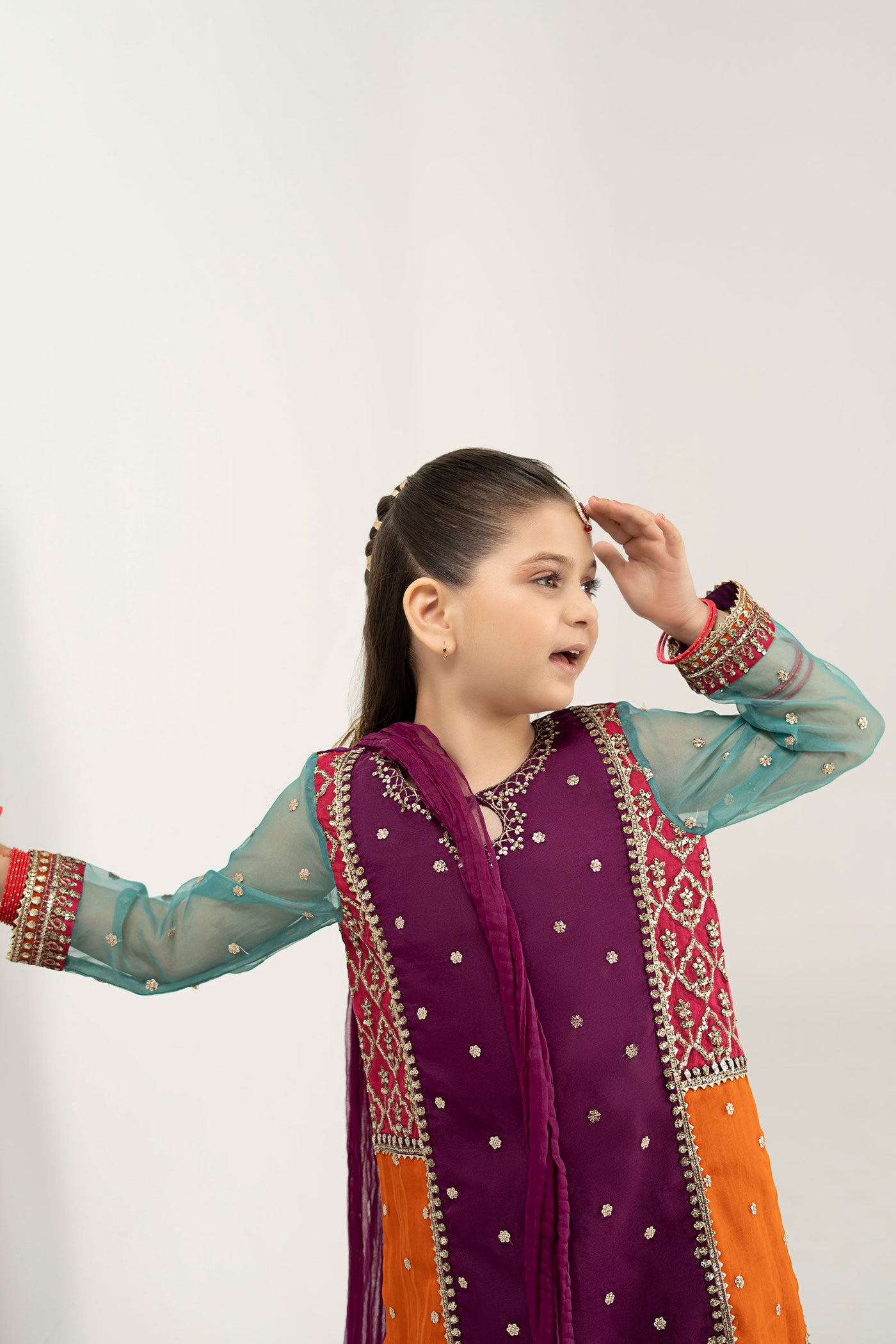 3 Piece Embroidered Poly Organza Suit | MKS-EA25-47
