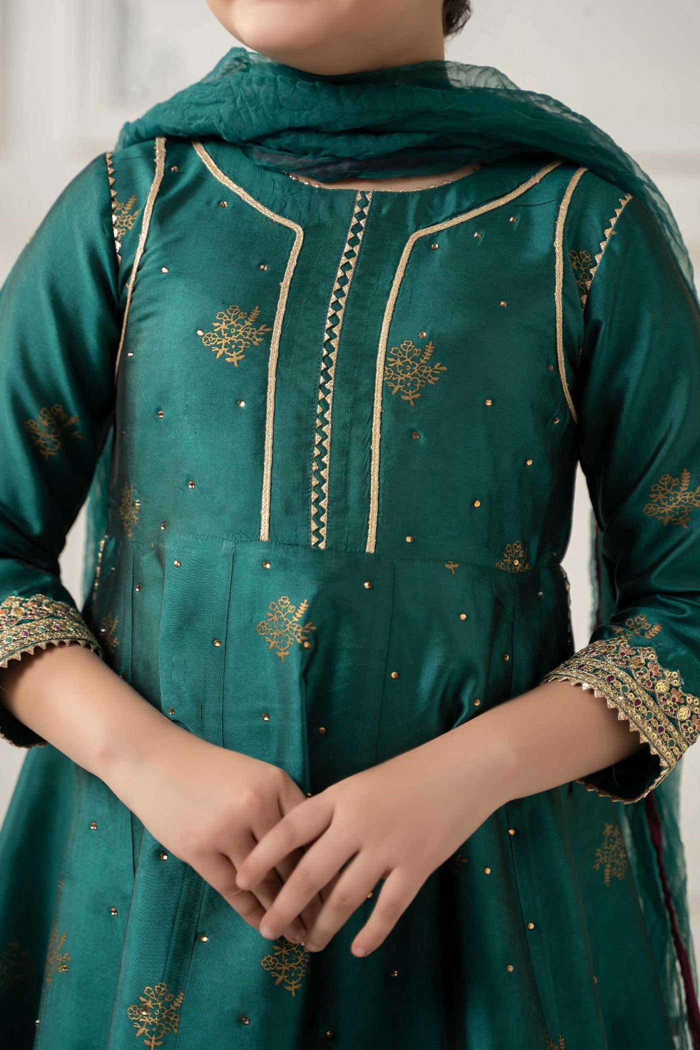 3 Piece Embroidered Polyester Net Suit | MKS-EF25-49